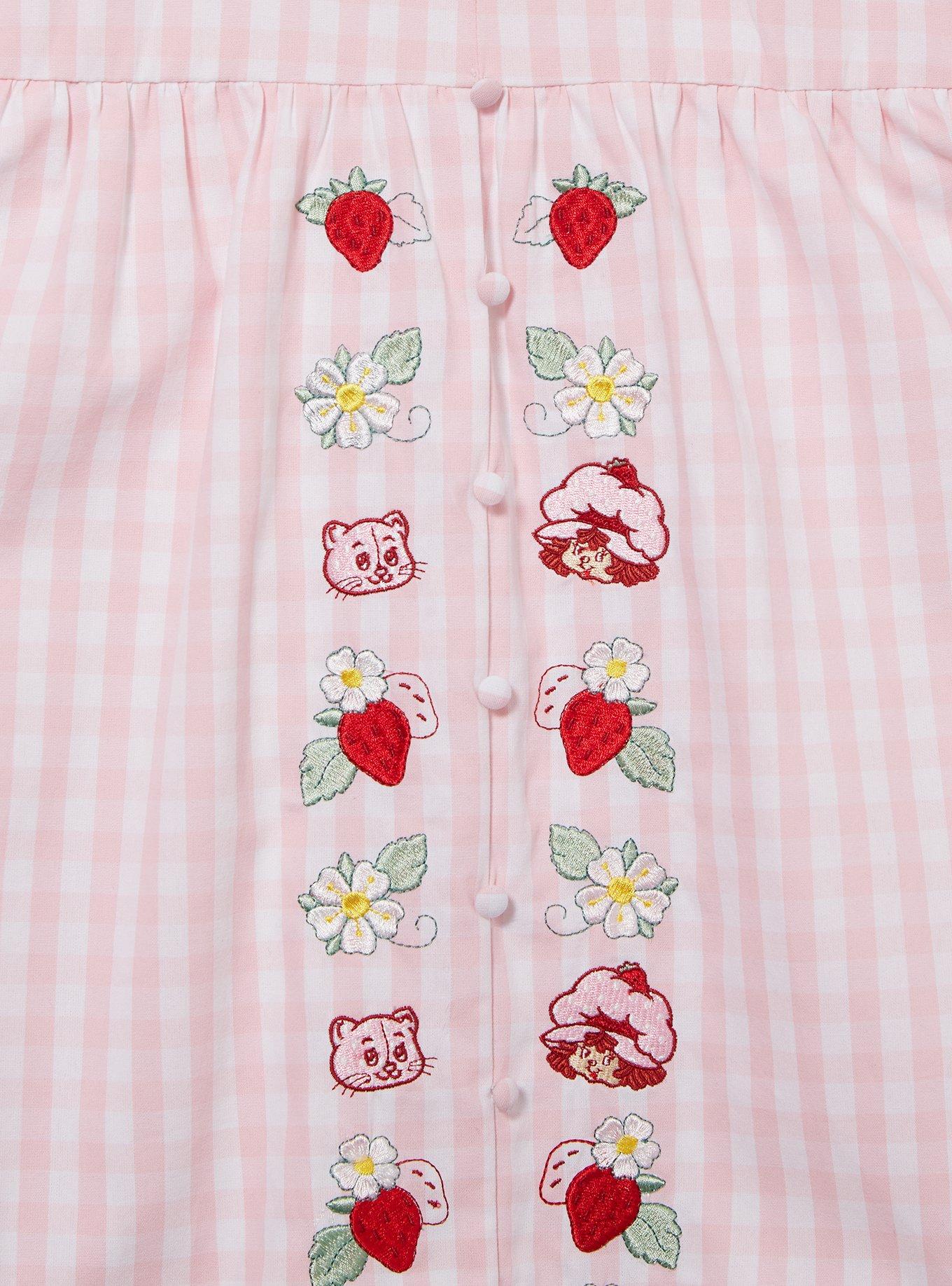 Strawberry Shortcake Gingham Icons Plus Size Smock Dress - BoxLunch Exclusive, RED STRIPE, alternate