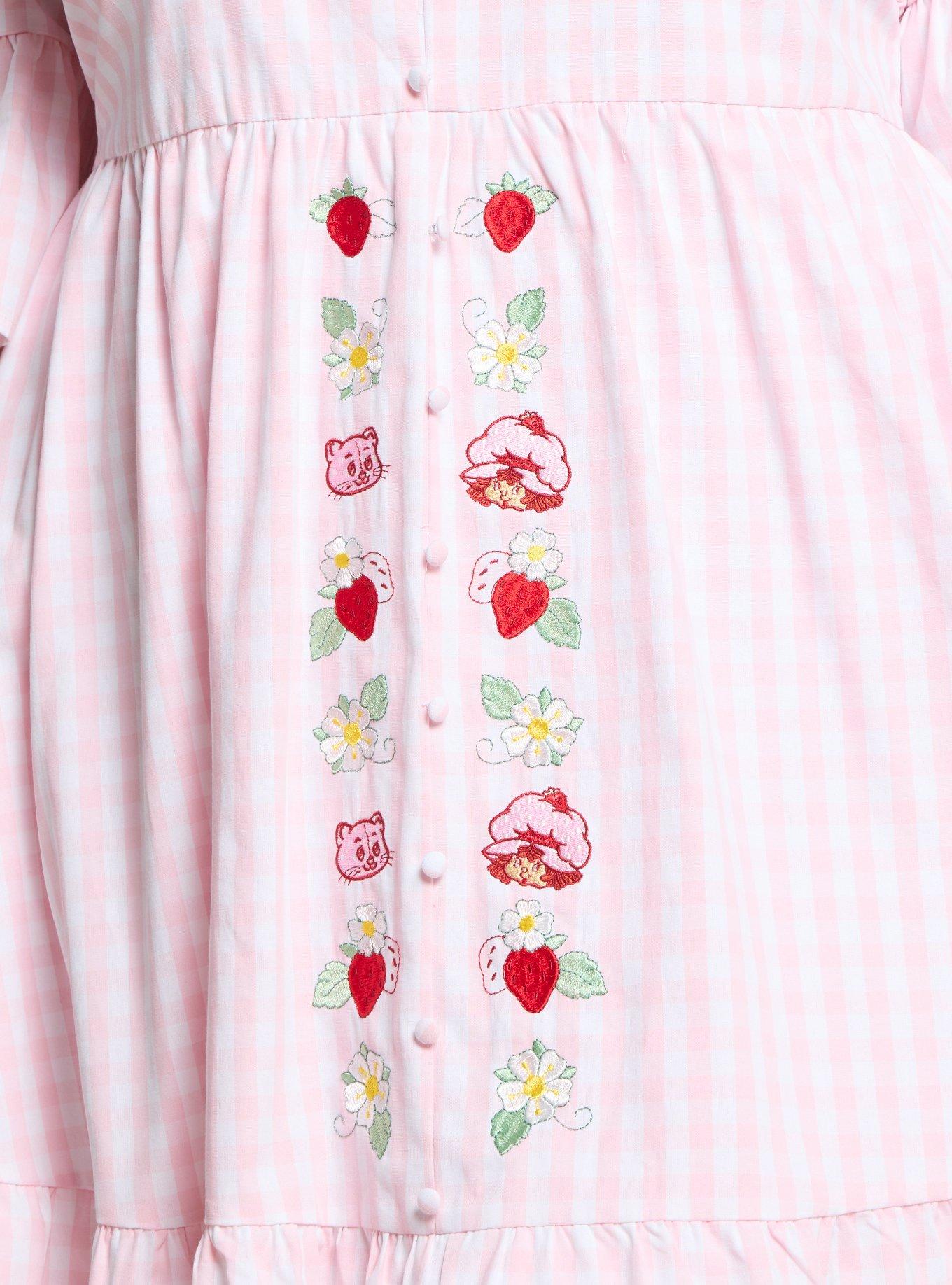 Strawberry Shortcake Gingham Icons Plus Size Smock Dress - BoxLunch Exclusive, RED STRIPE, alternate