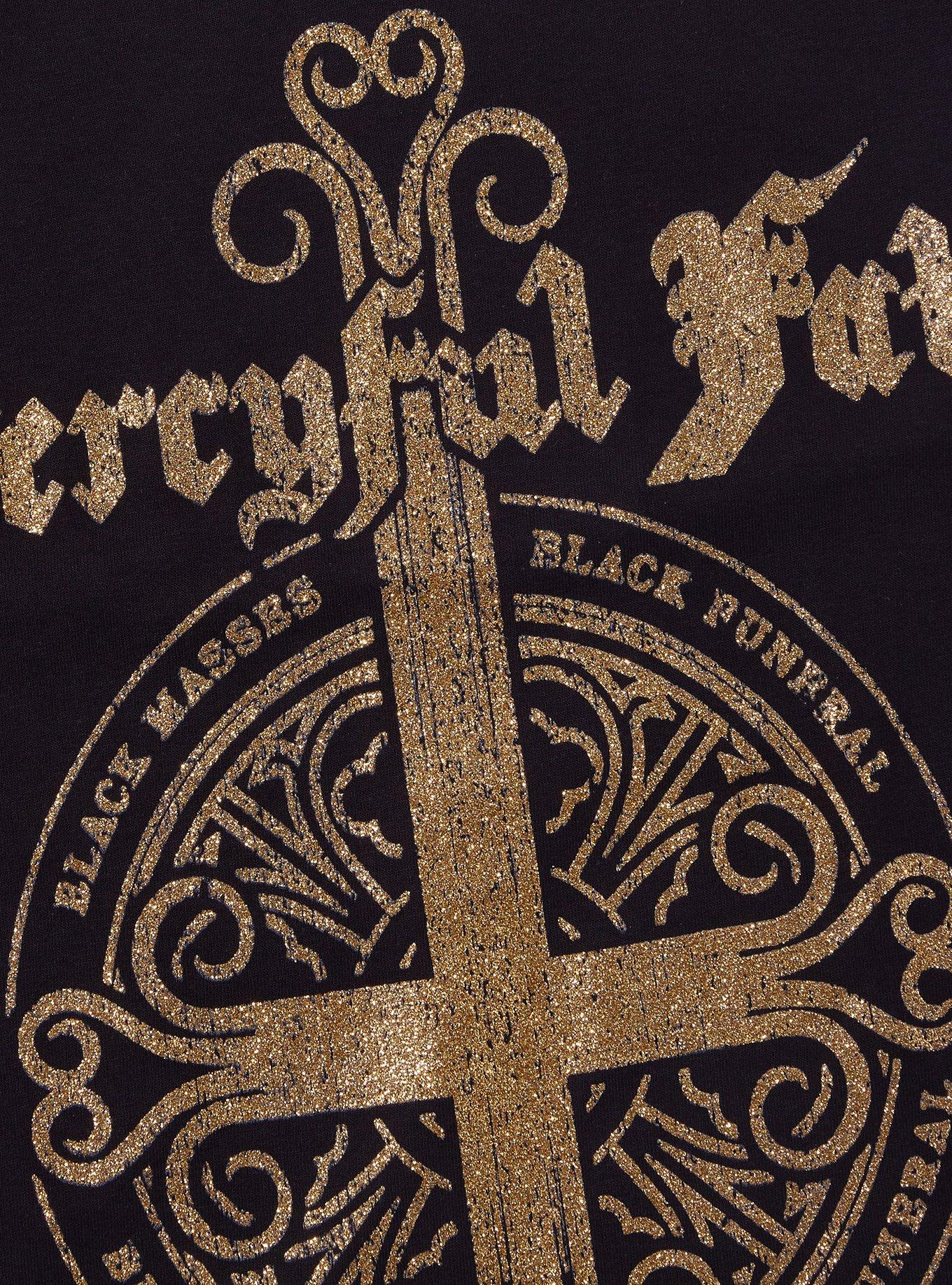 Mercyful Fate Black Funeral Glitter Boyfriend Fit Girls T-Shirt, BLACK, alternate