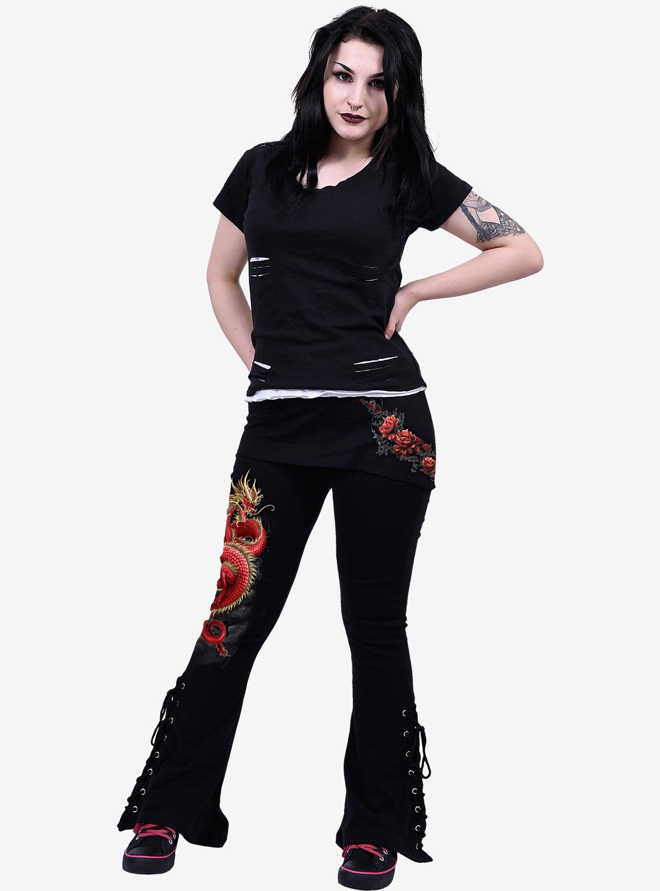 Spiral Shenlong 2-in-1 Boot-Cut Leggings With Micro Slant Skirt, , hi-res