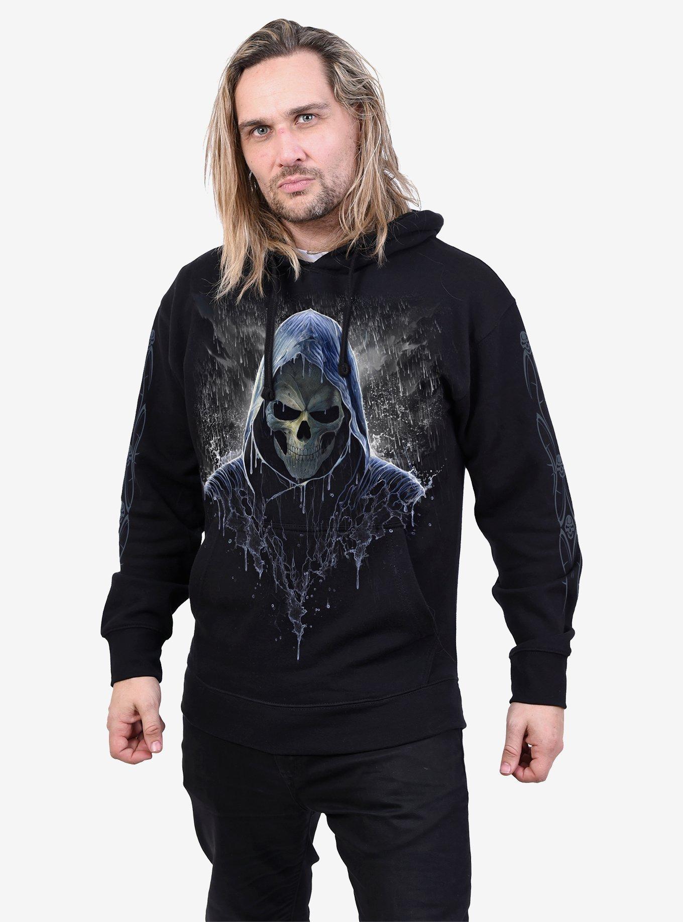 Spiral Reaping In The Rain Hoodie, BLACK, alternate