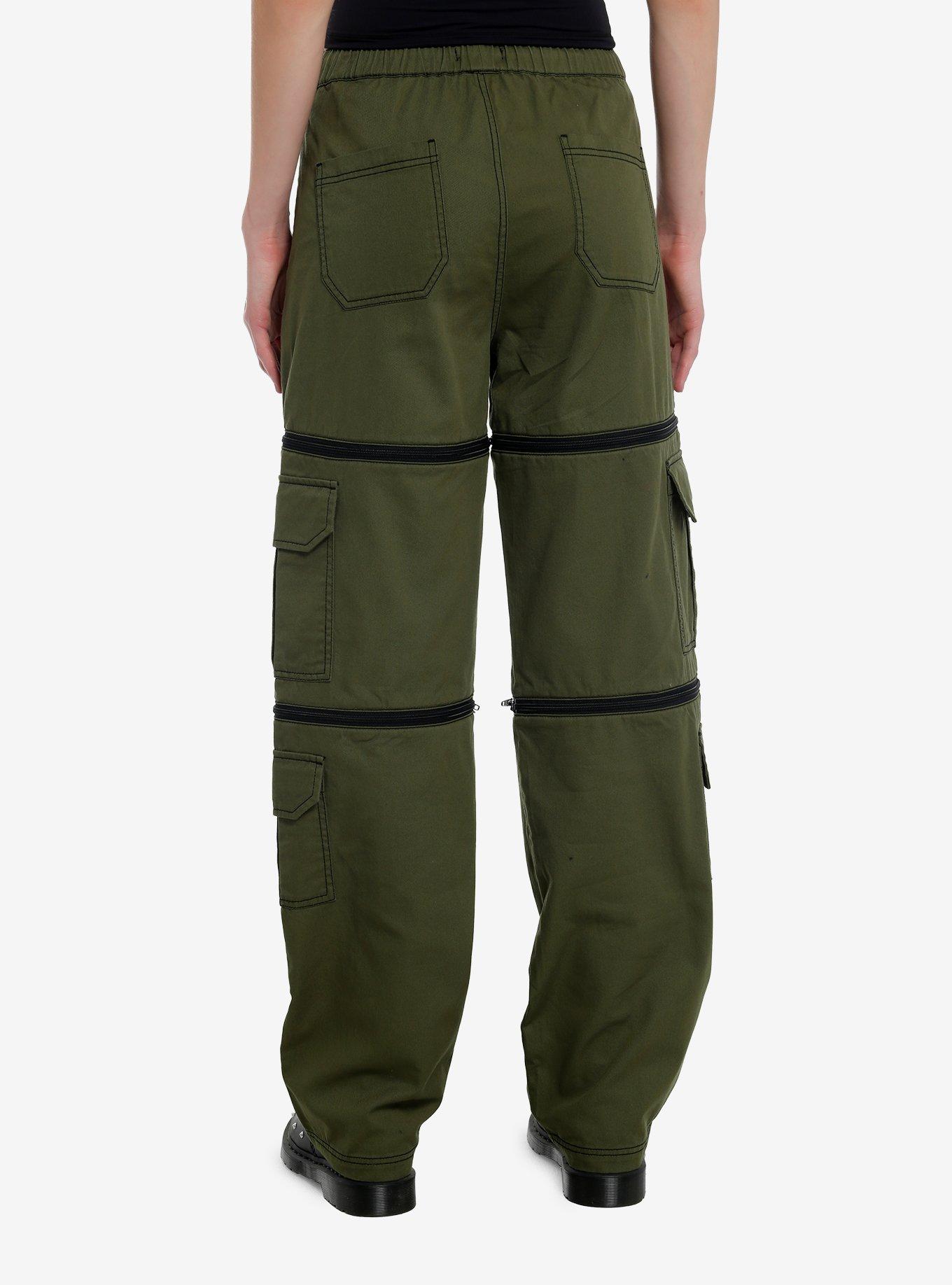 Social Collision Green Cargo Zip-Off Carpenter Pants, , hi-res