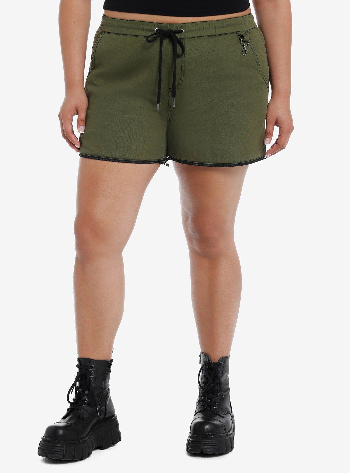 Social Collision Green Cargo Zip-Off Carpenter Pants Plus Size, GREEN, alternate