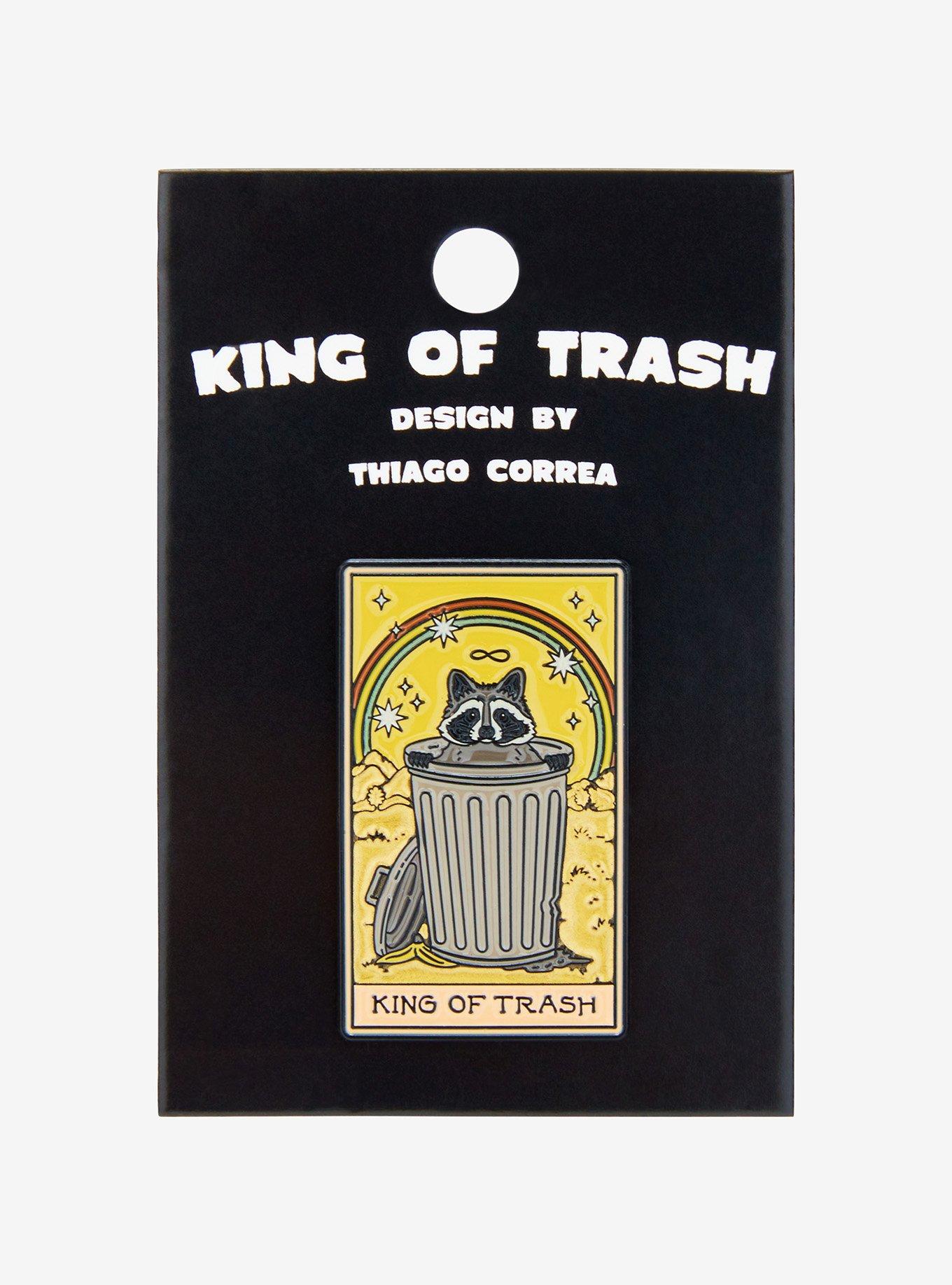King Of Trash Raccoon Tarot Card Enamel Pin By Thiago Correa, , hi-res