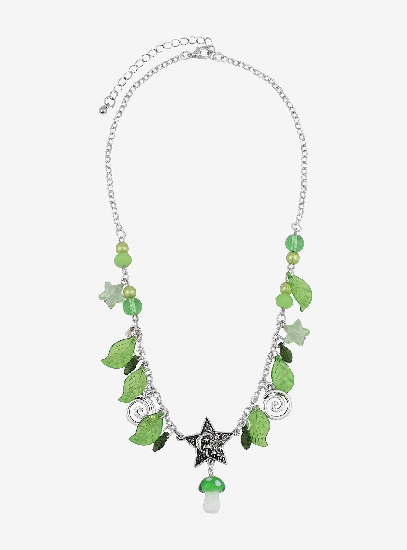 Thorn & Fable Mushroom Leaf Charm Necklace, , hi-res