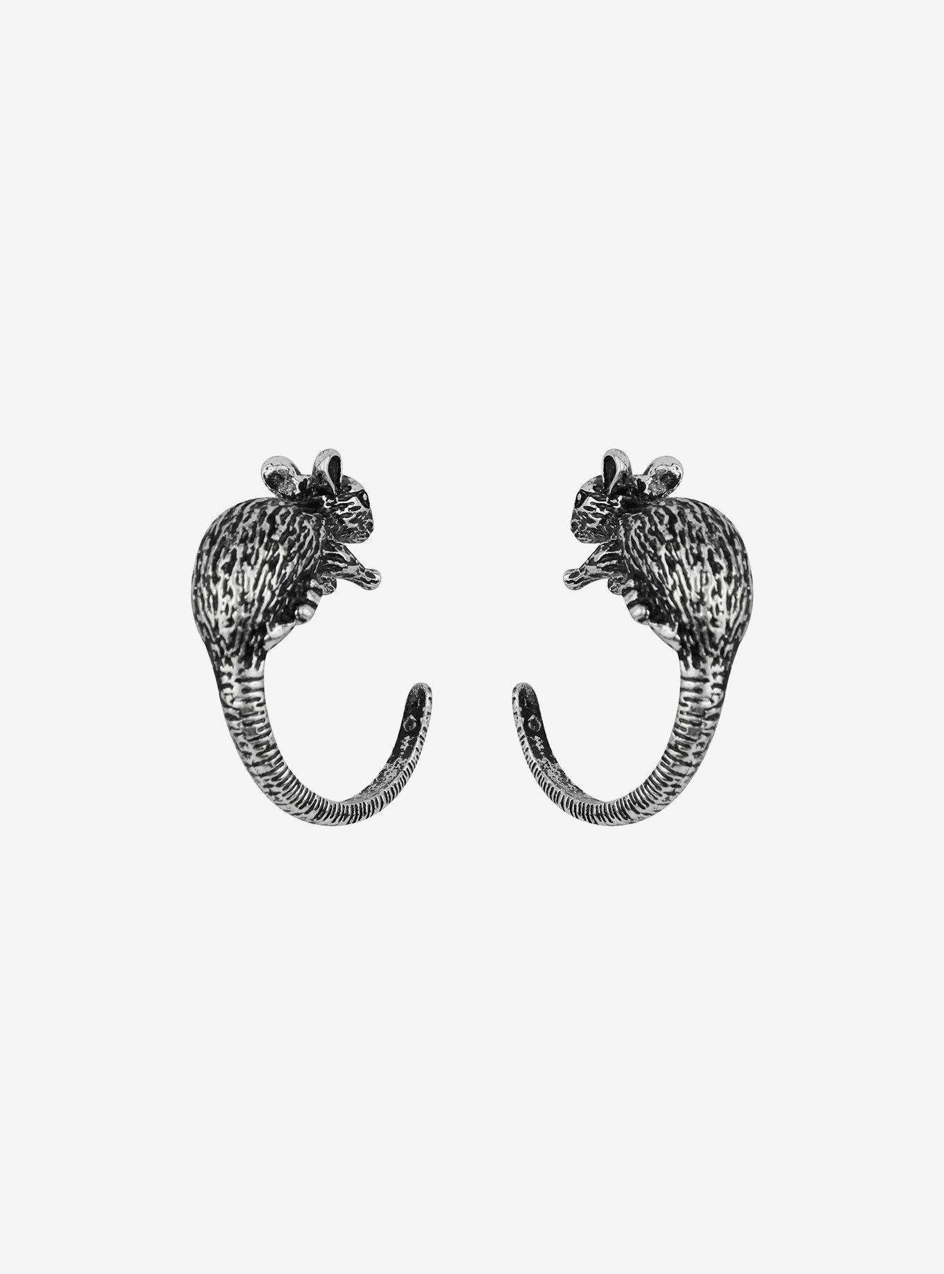 Social Collision Rat Hoop Earrings, , hi-res