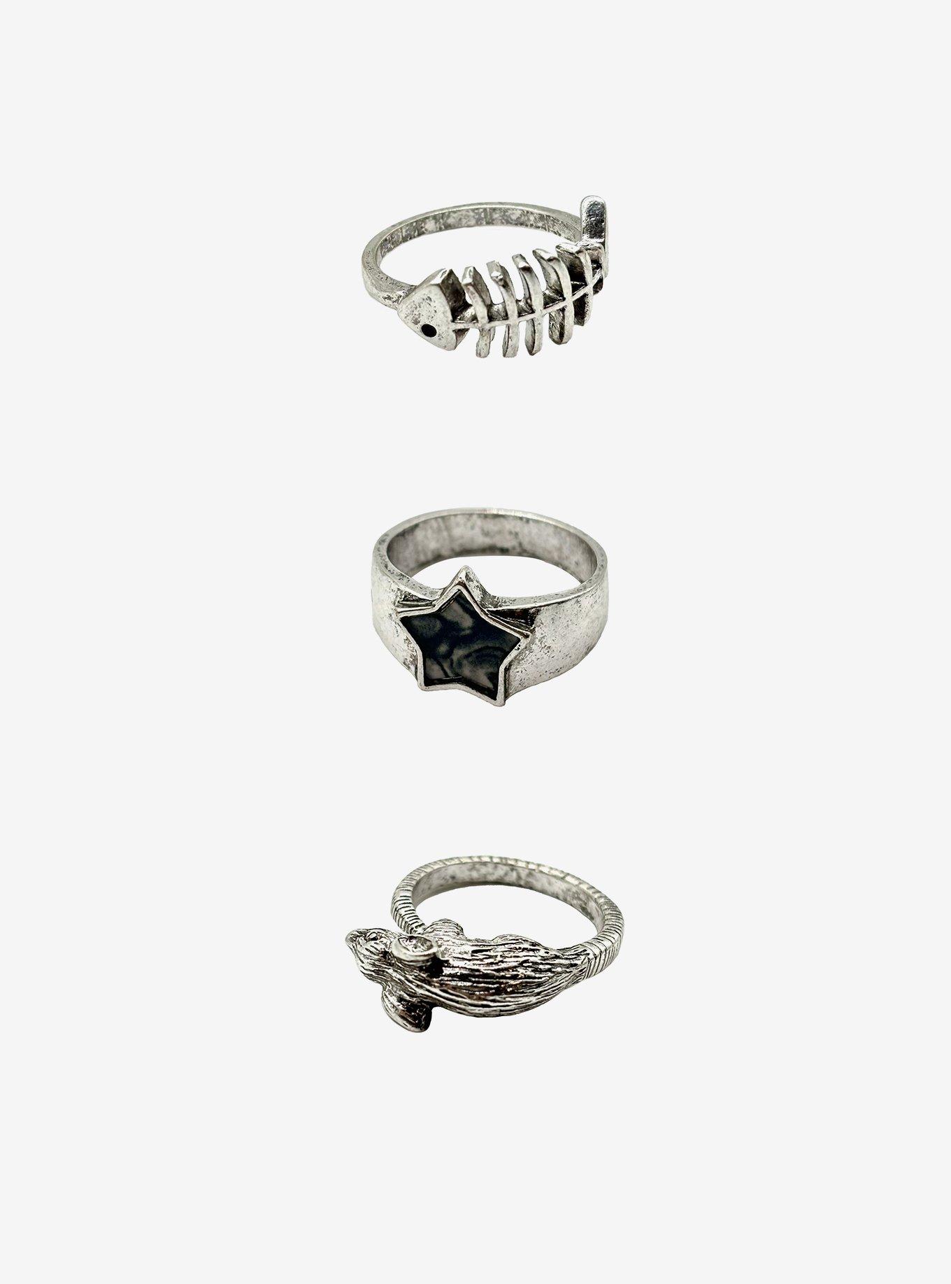 Social Collision Fish Bone Ring Set, , hi-res