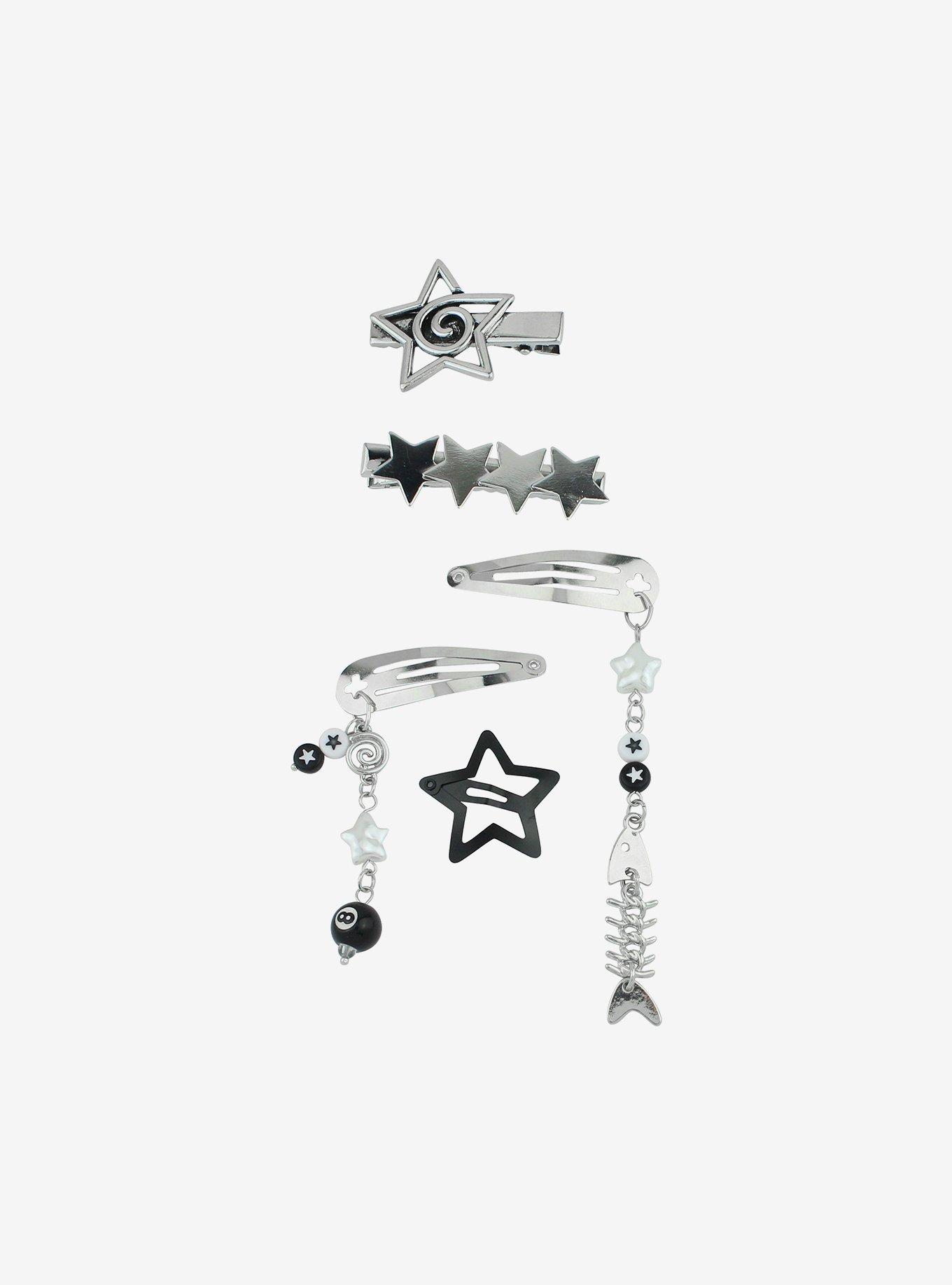 Social Collision Fish Bone Star Hair Clip Set, , alternate