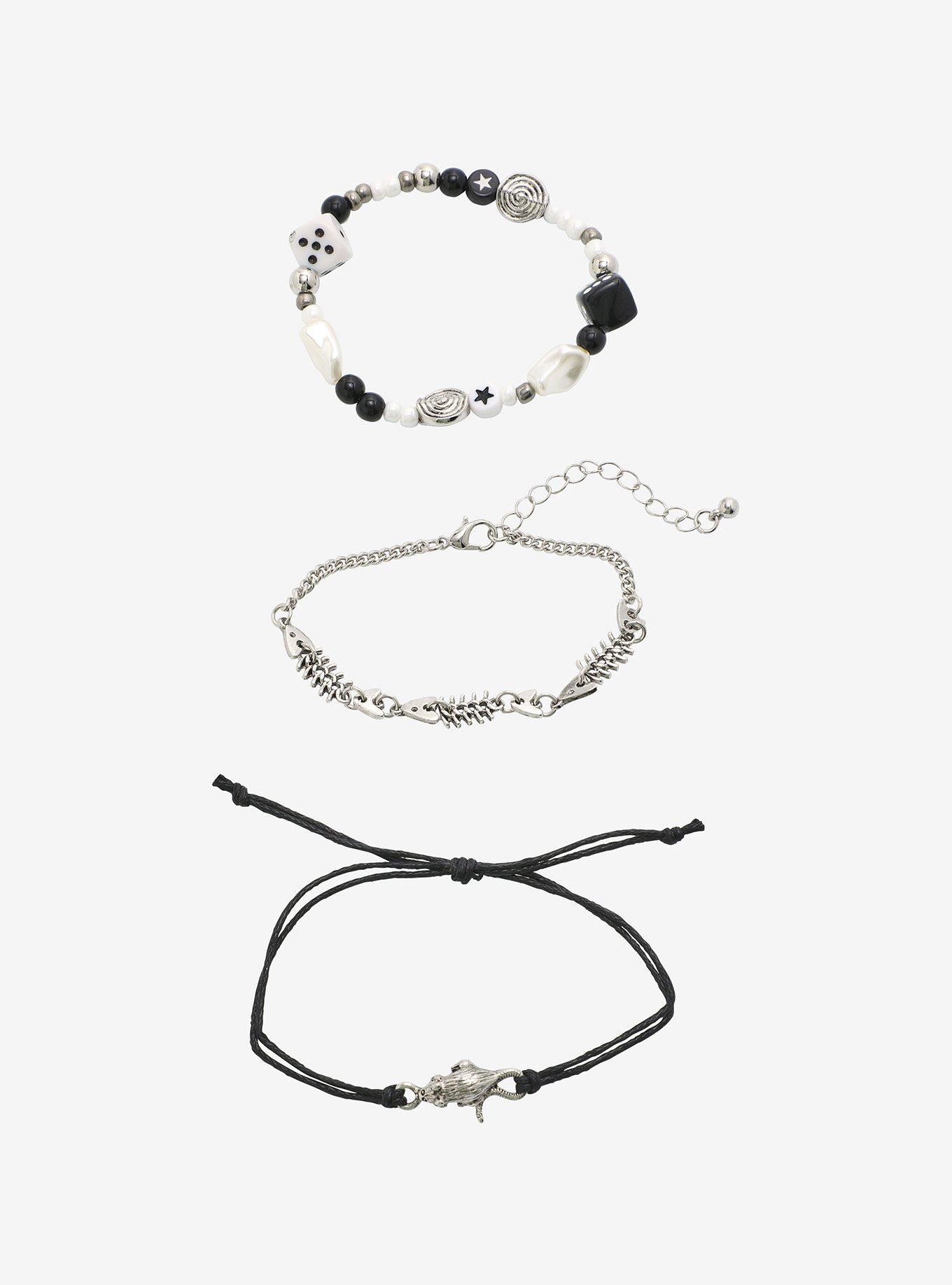Social Collision Fish Bone & Dice Bracelet Set, , hi-res