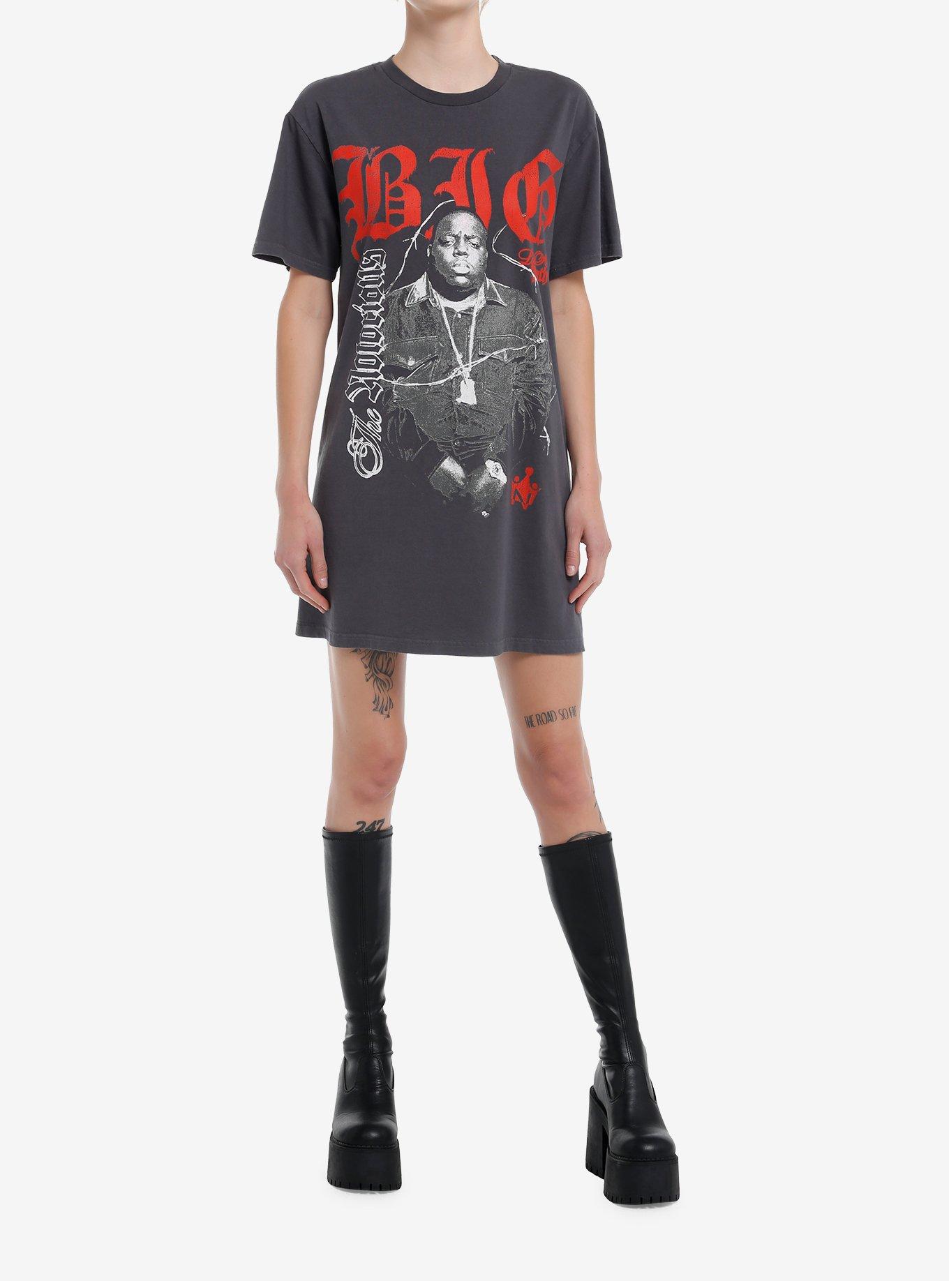 Notorious B.I.G. Wash T-Shirt Dress, CHARCOAL  GREY, alternate