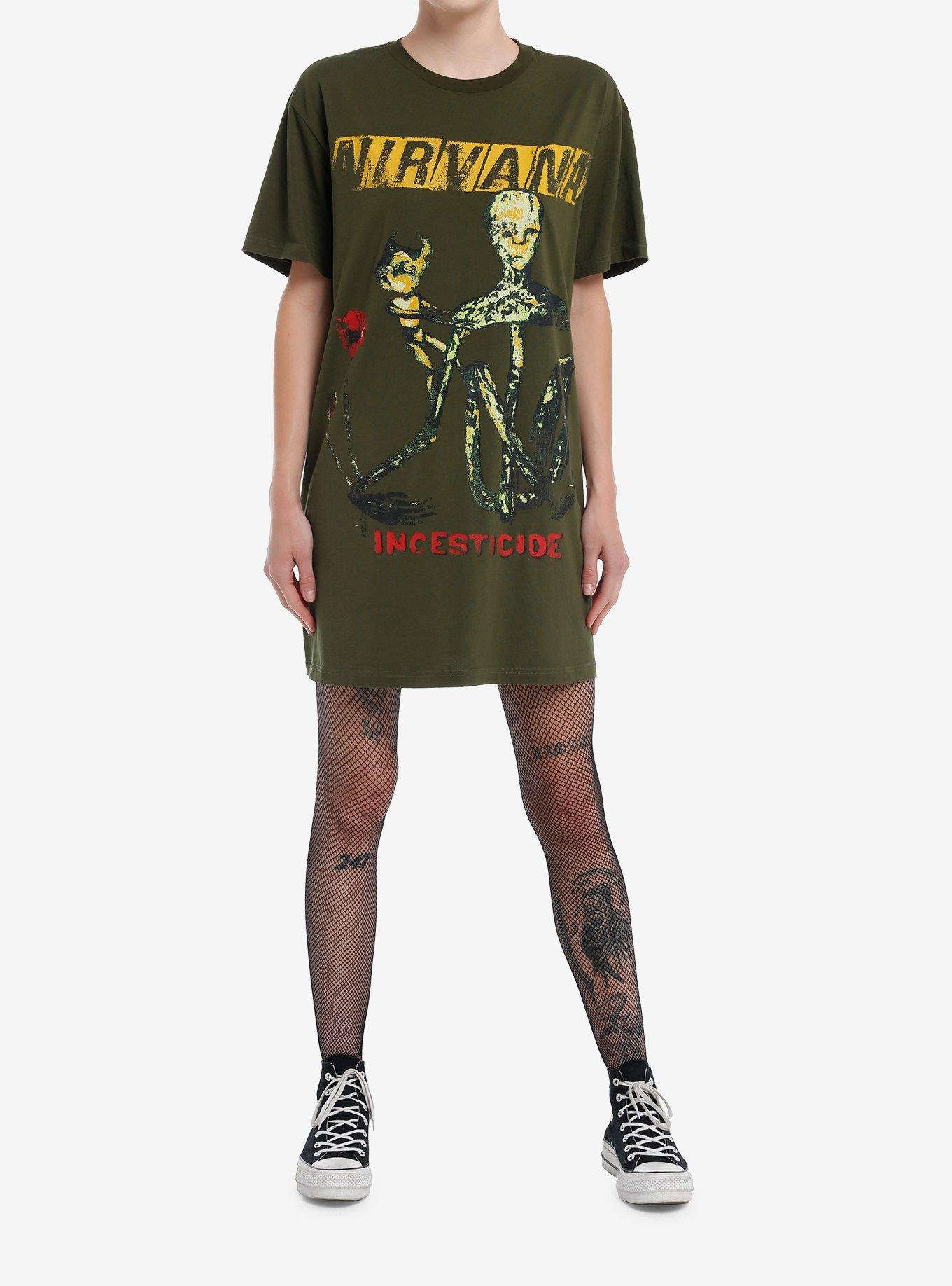 Nirvana Incesticide T-Shirt Dress, MILITARY GREEN, alternate