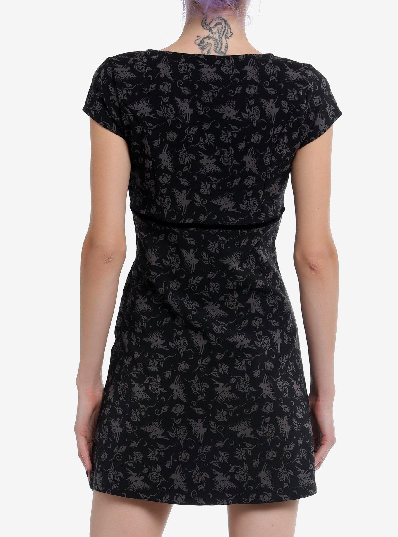 Thorn & Fable Fairies & Roses Empire Waist Mini Dress, GREY, alternate