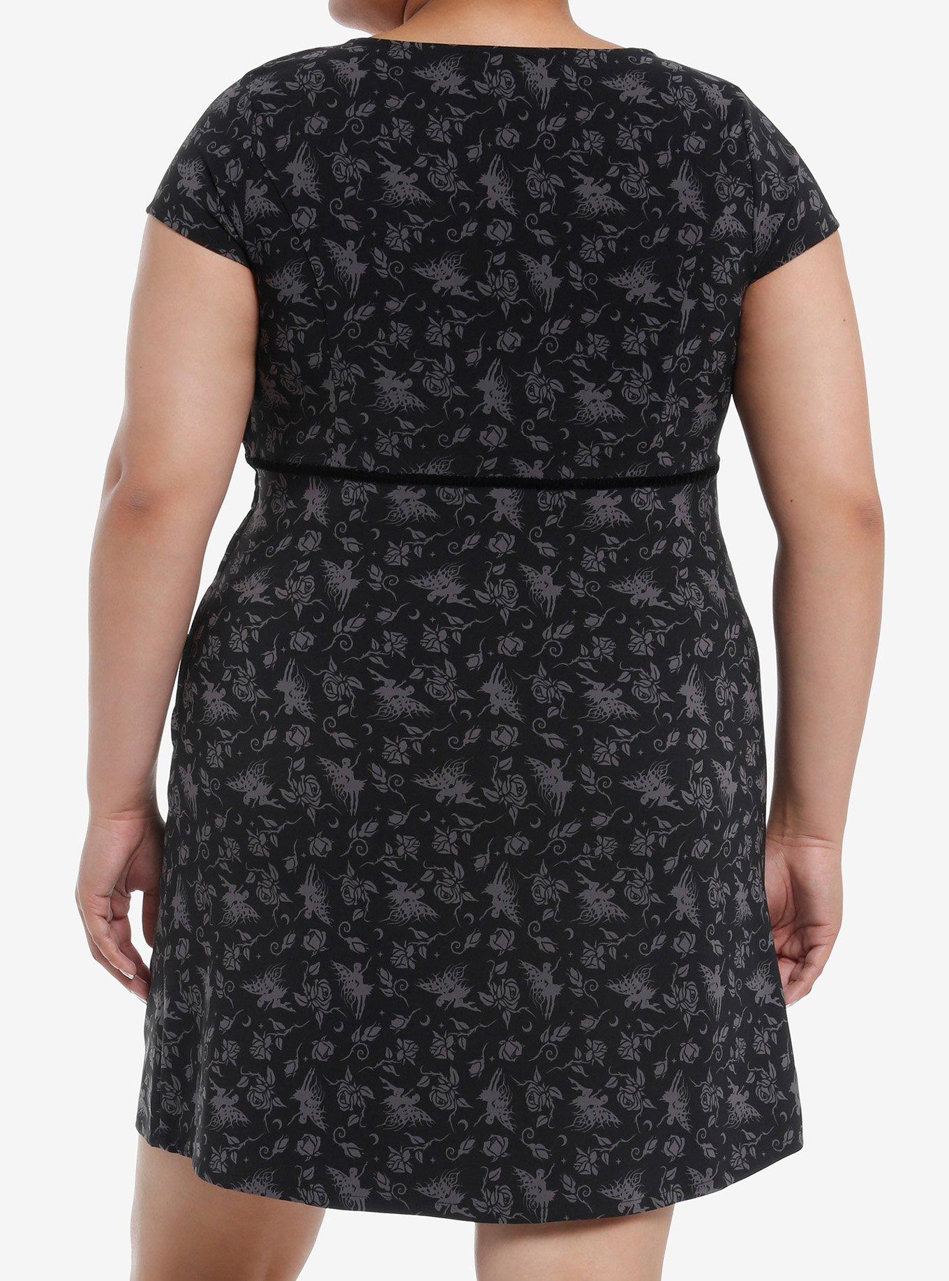 Thorn & Fable Fairies & Roses Empire Waist Mini Dress Plus Size, GREY, alternate