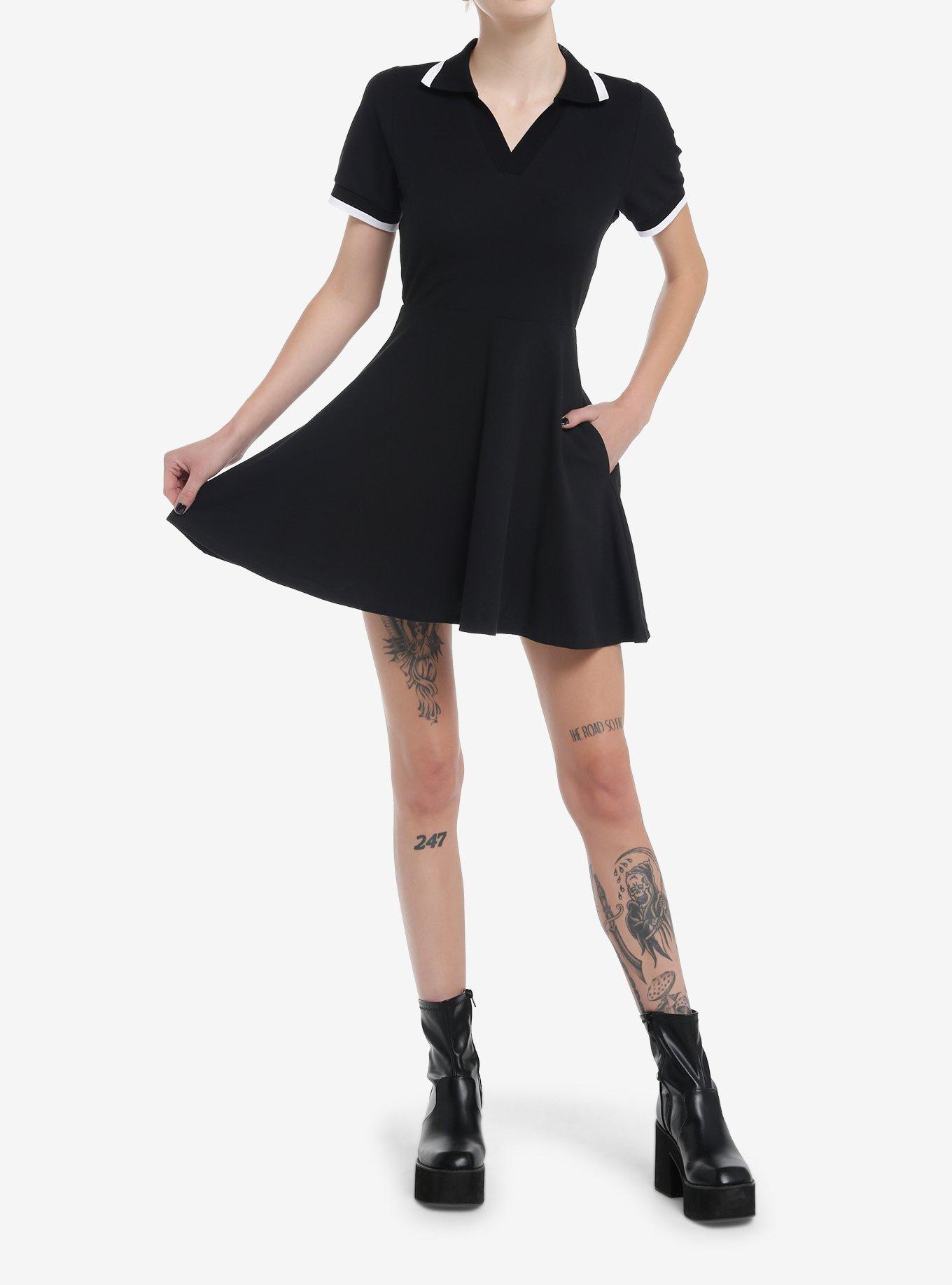 Social Collision Black & White Polo Dress, , hi-res