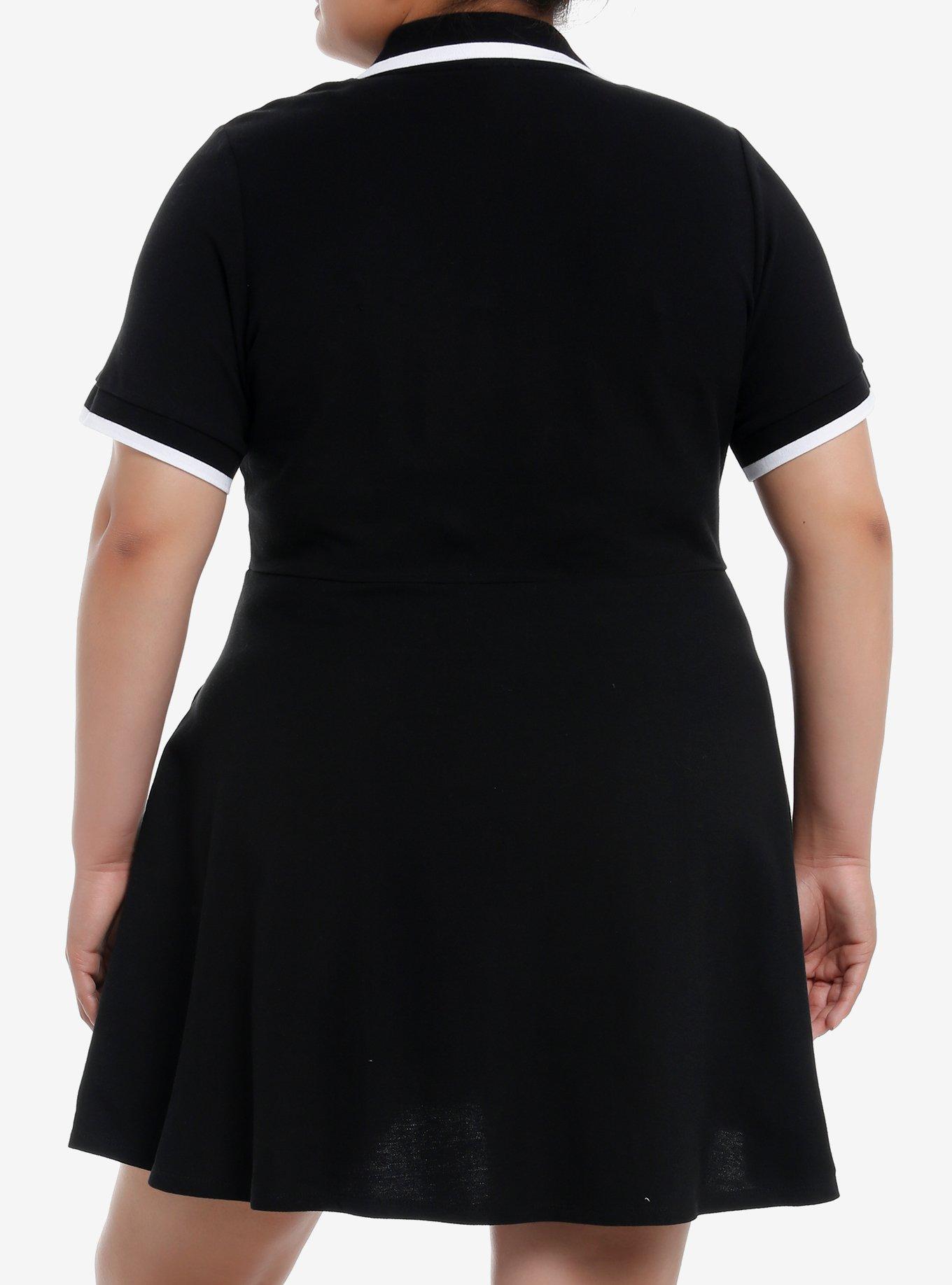 Social Collision Black & White Polo Dress Plus Size, , alternate