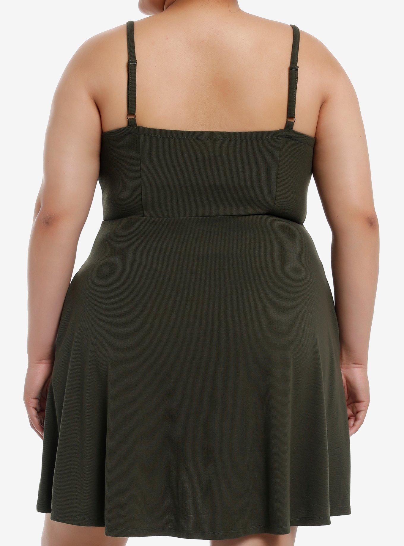 Social Collision Black Star Patch Cami Dress Plus Size, BLACK, alternate