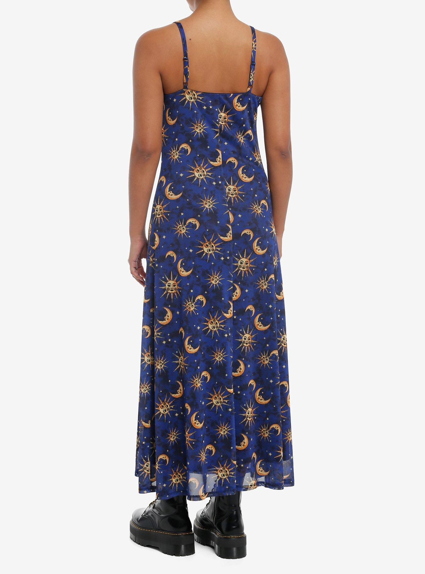 Cosmic Aura Celestial Night Mesh Maxi Cami Dress, GOLD, alternate