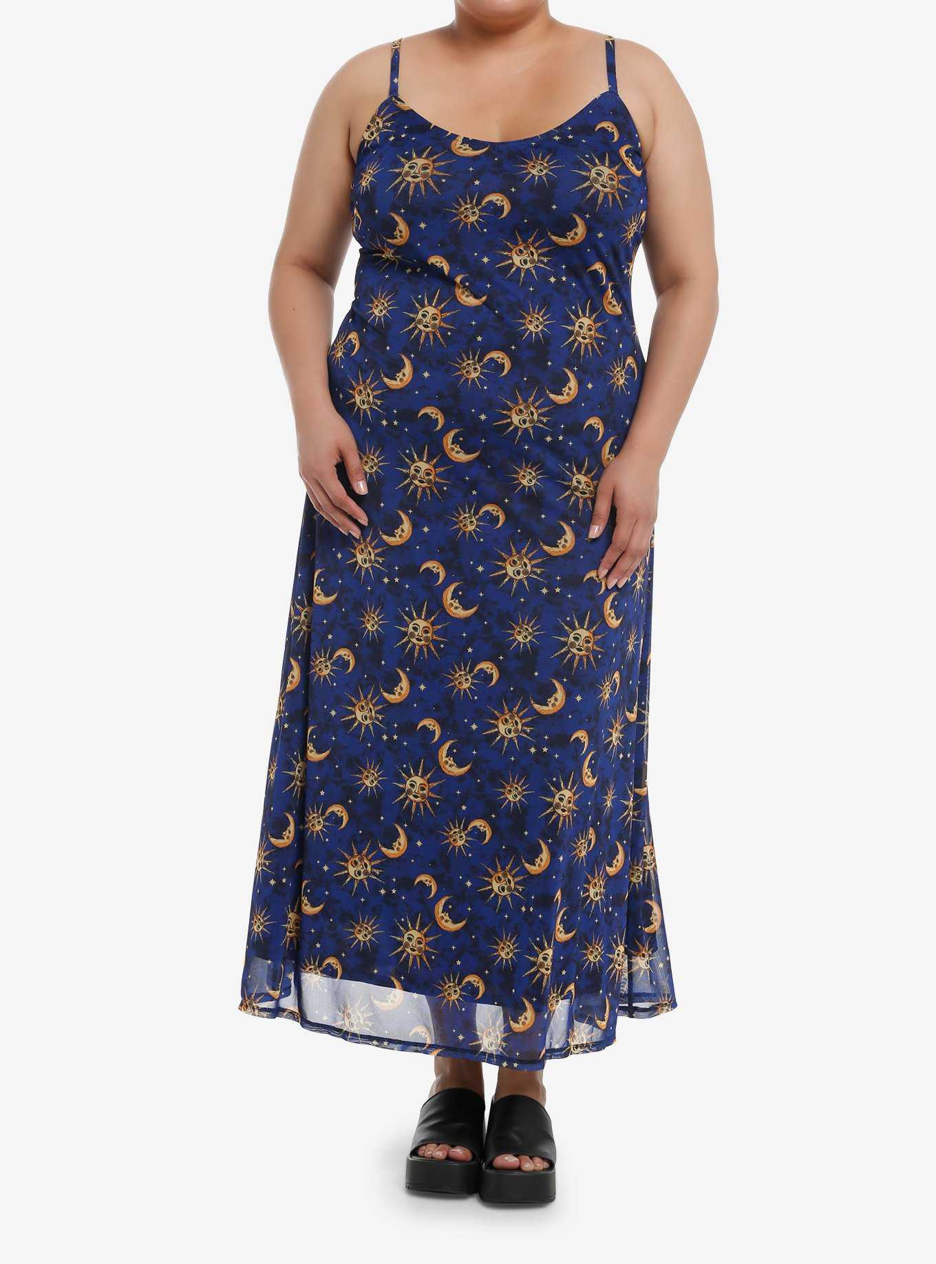 Cosmic Aura Celestial Night Mesh Maxi Cami Dress Plus Size, , hi-res