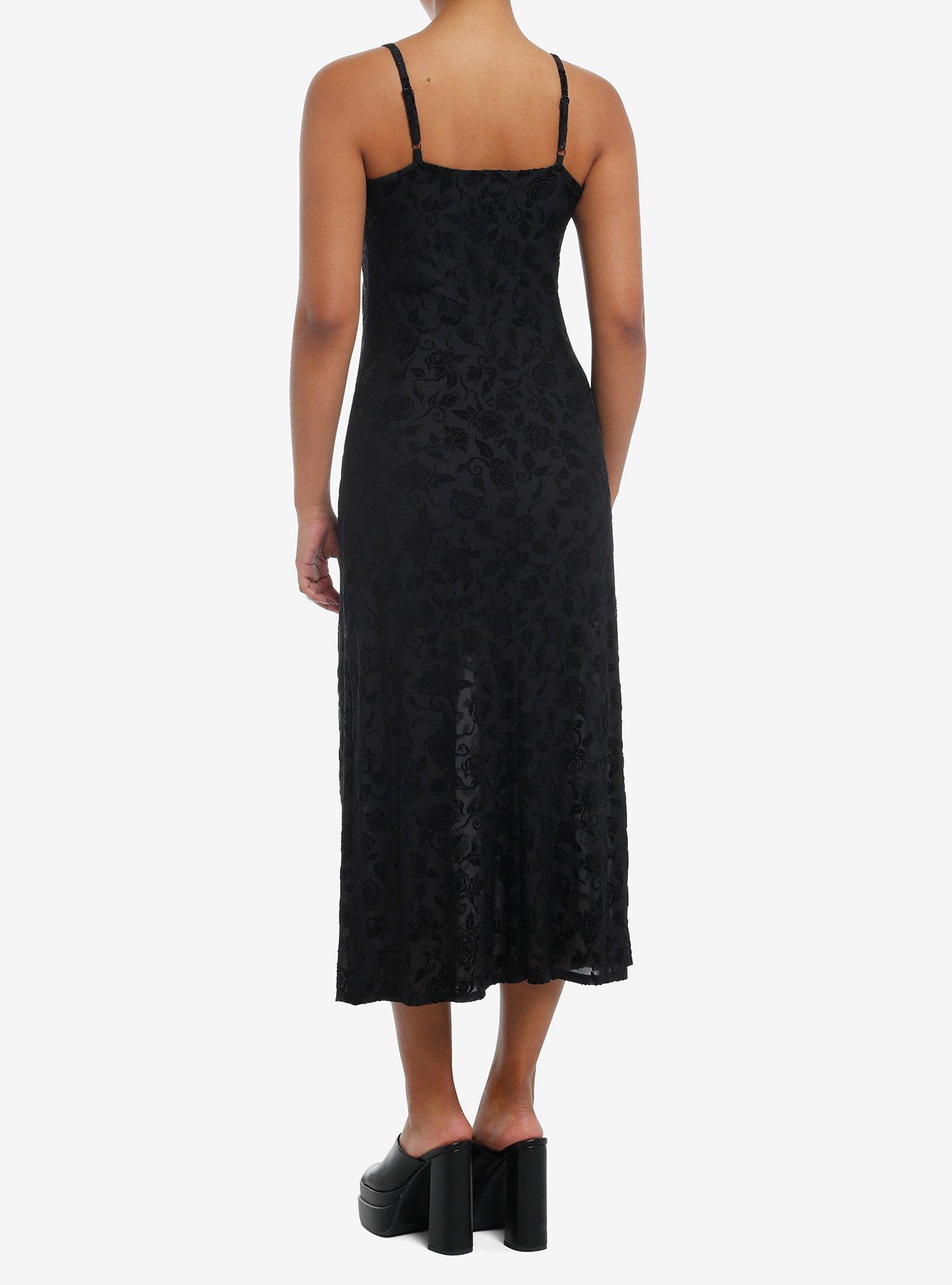 Cosmic Aura Rose Mesh Midaxi Cami Dress, BLACK, alternate