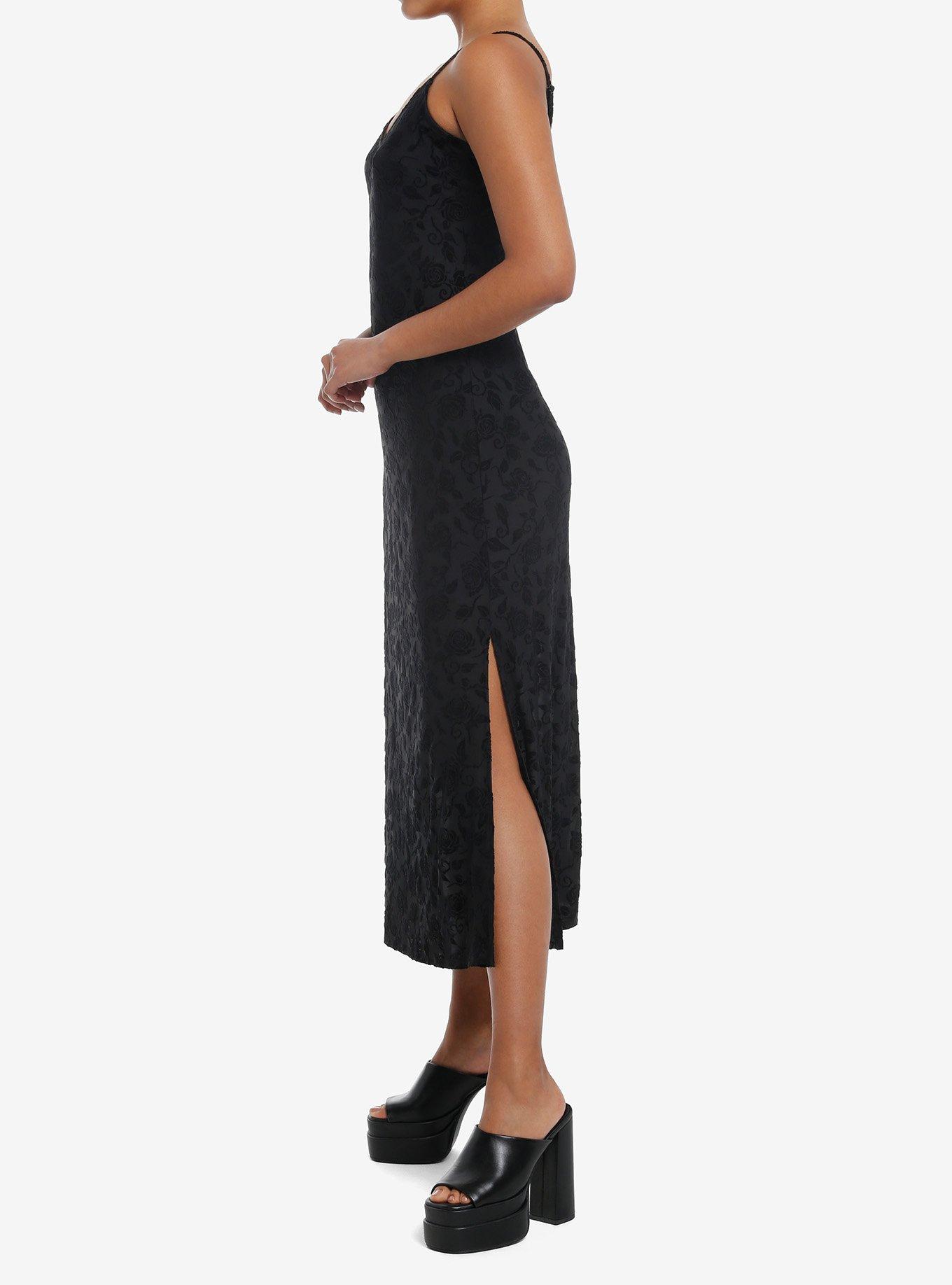 Cosmic Aura Rose Mesh Midaxi Cami Dress, BLACK, alternate