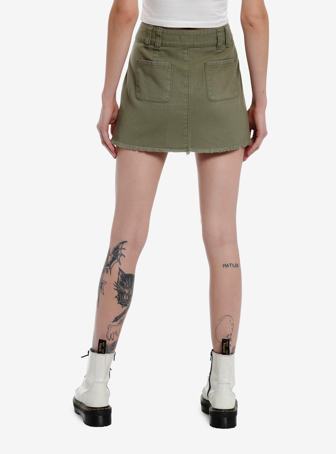 Social Collision Star Patch Green Mini Skirt, , hi-res