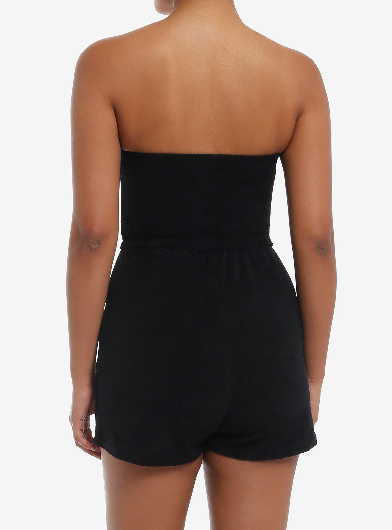 Black Stud Strapless Romper, SAGE, alternate