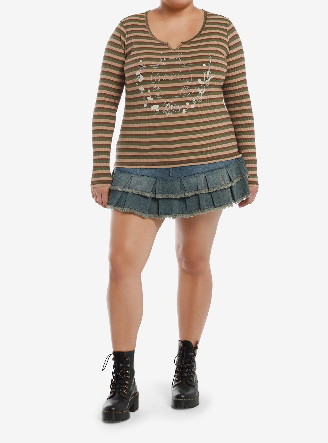 Her Universe Studio Ghibli® My Neighbor Totoro Stripe Girls Long-Sleeve Top Plus Size, BROWN, alternate