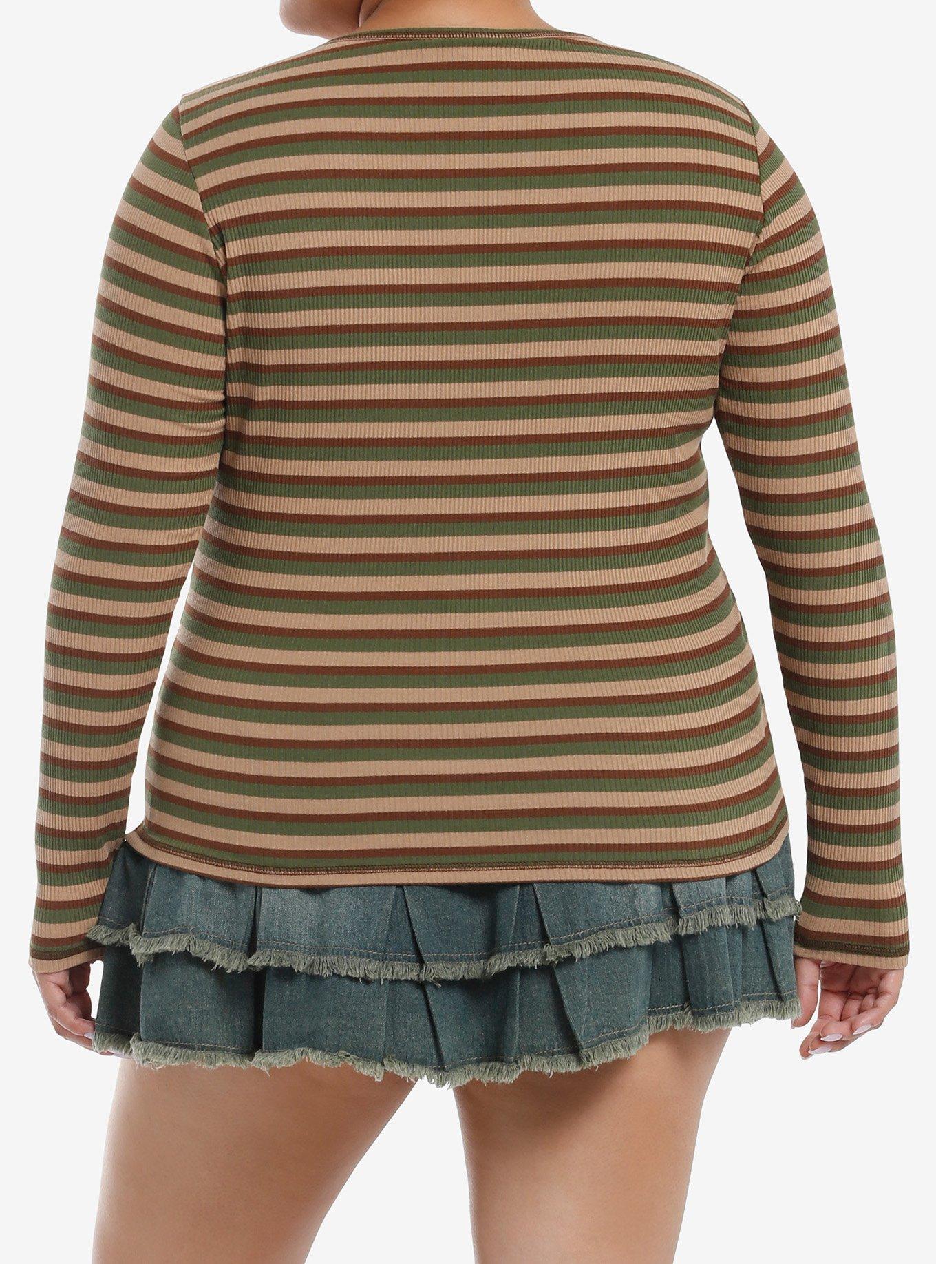 Her Universe Studio Ghibli® My Neighbor Totoro Stripe Girls Long-Sleeve Top Plus Size, BROWN, alternate