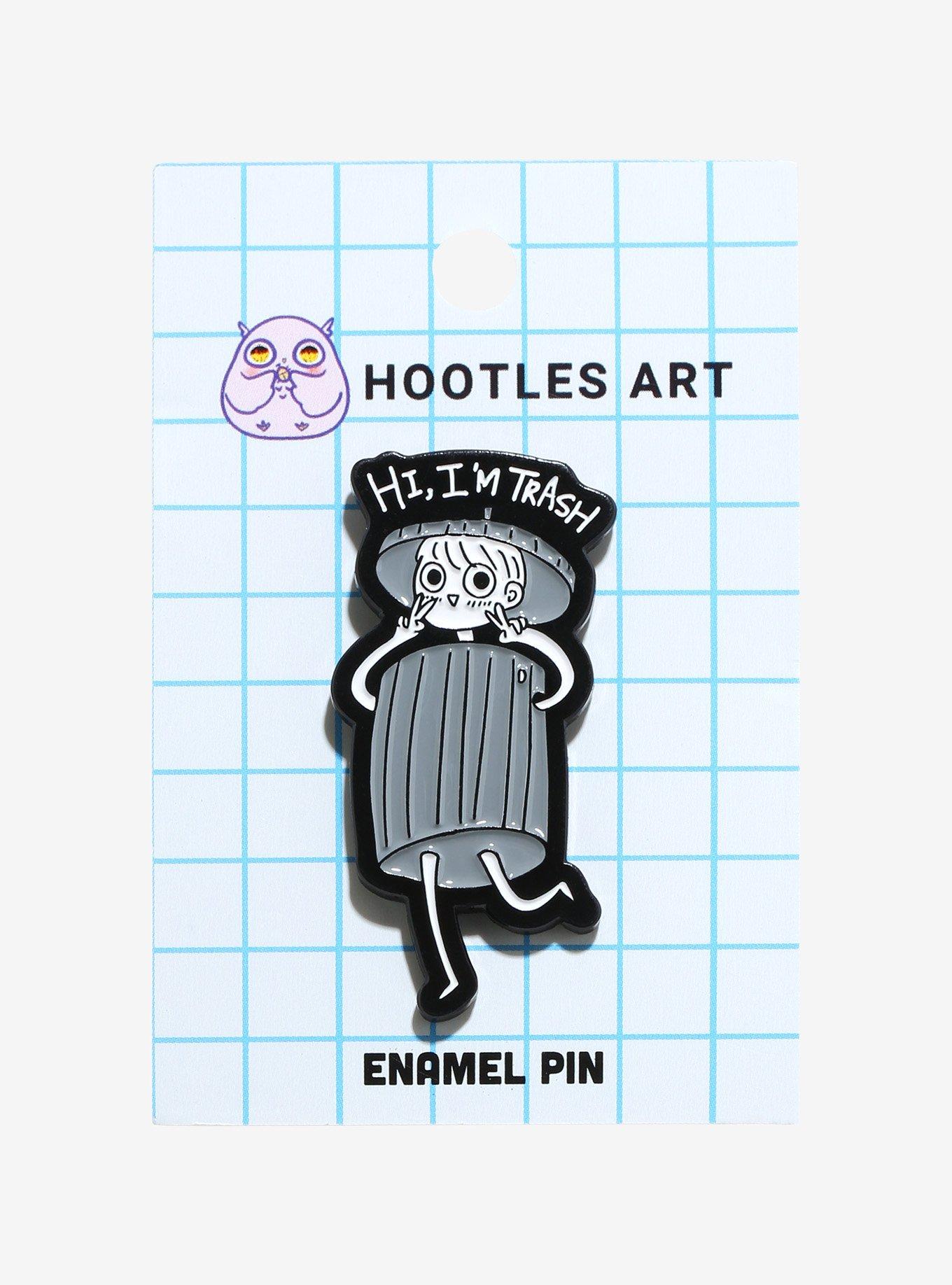 Hootles Art I'm Trash Enamel Pin, , alternate