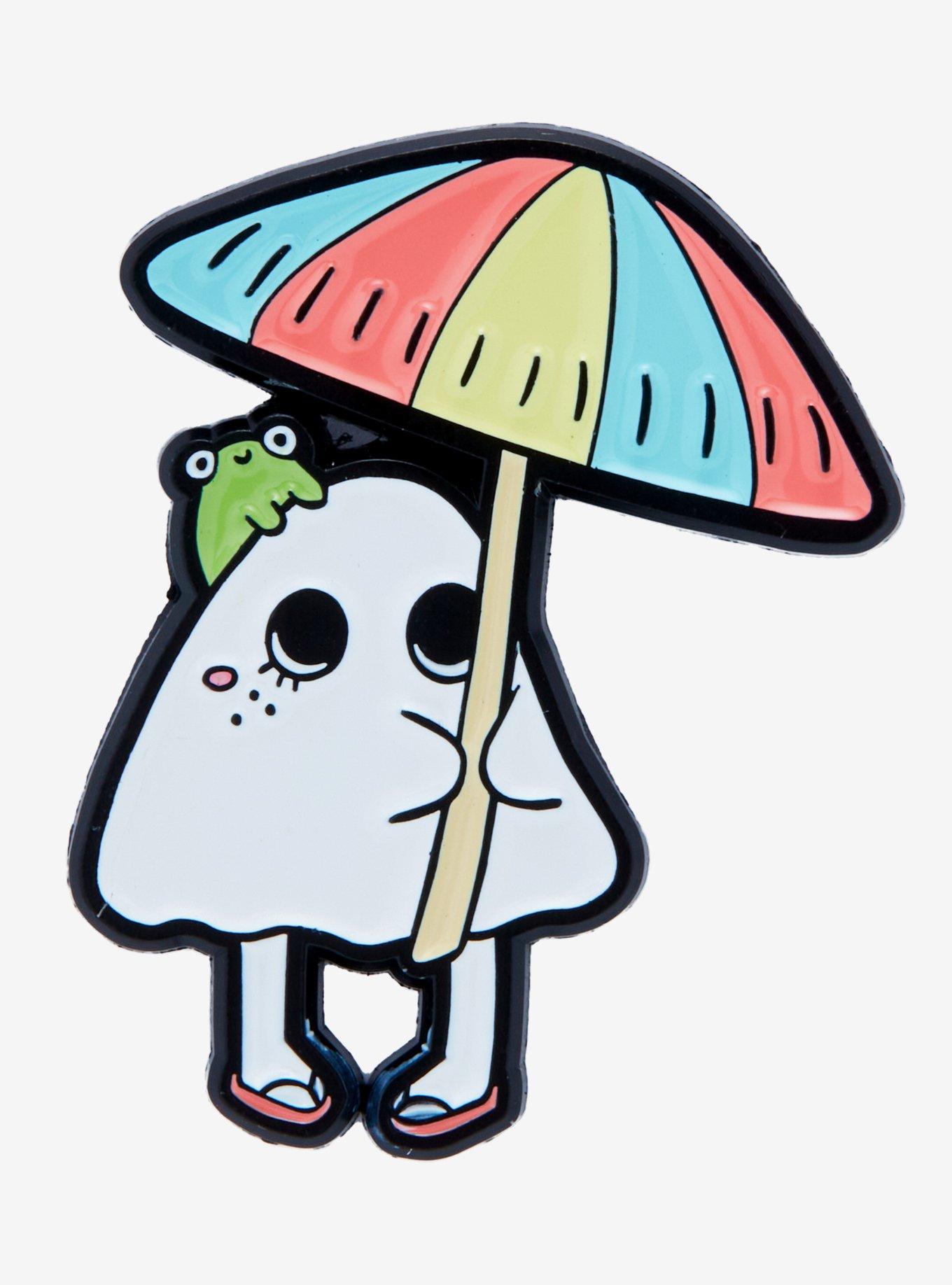 Ghost Mushroom Umbrella Enamel Pin By TKcreates, , hi-res