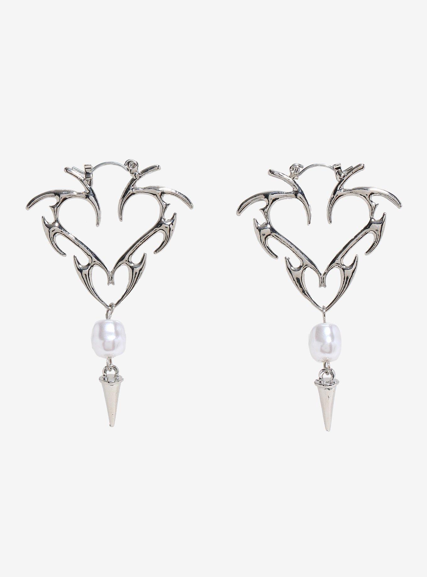 Social Collision Flame Heart Spike Drop Earrings