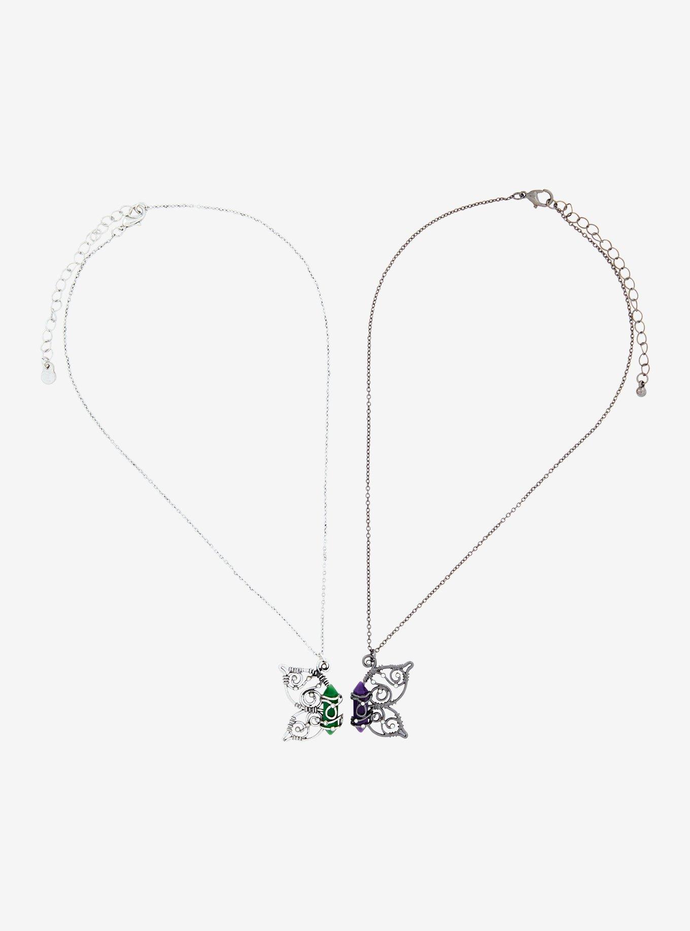 Thorn & Fable Butterfly Wing Crystal Best Friend Necklace Set