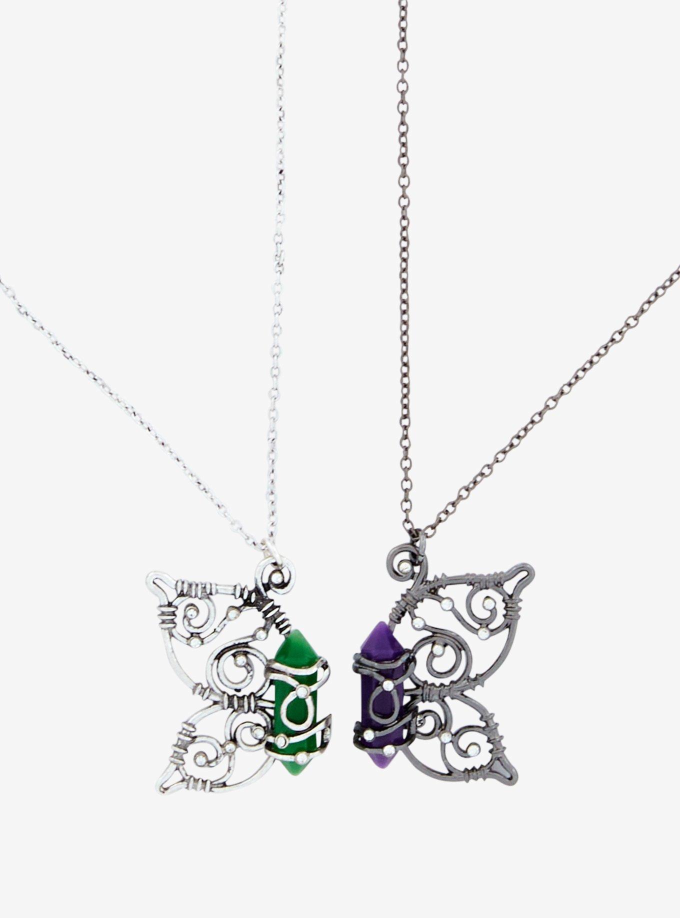 Thorn & Fable Butterfly Wing Crystal Best Friend Necklace Set, , alternate