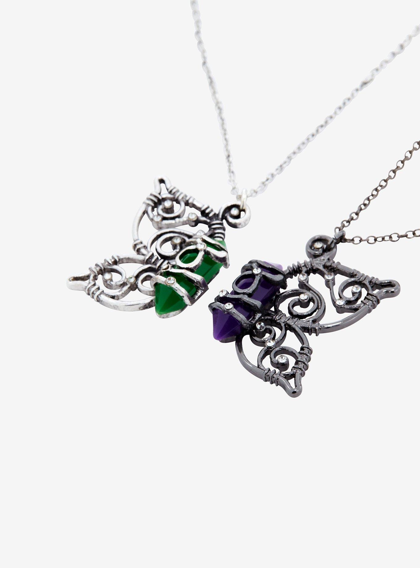 Thorn & Fable Butterfly Wing Crystal Best Friend Necklace Set, , alternate