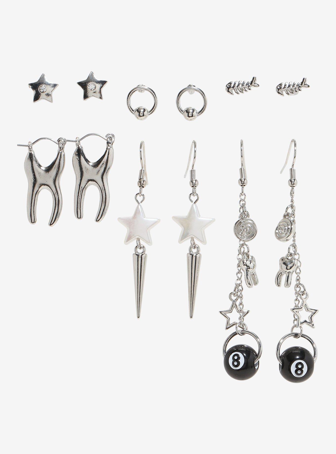 Social Collision Tooth Fish Bone Earring Set, , alternate