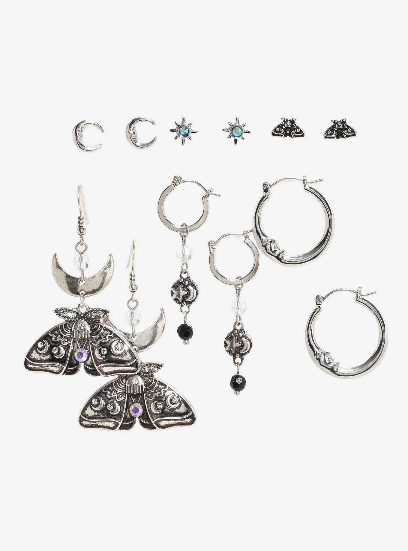 Cosmic Aura Moth Moon Earring Set, , hi-res