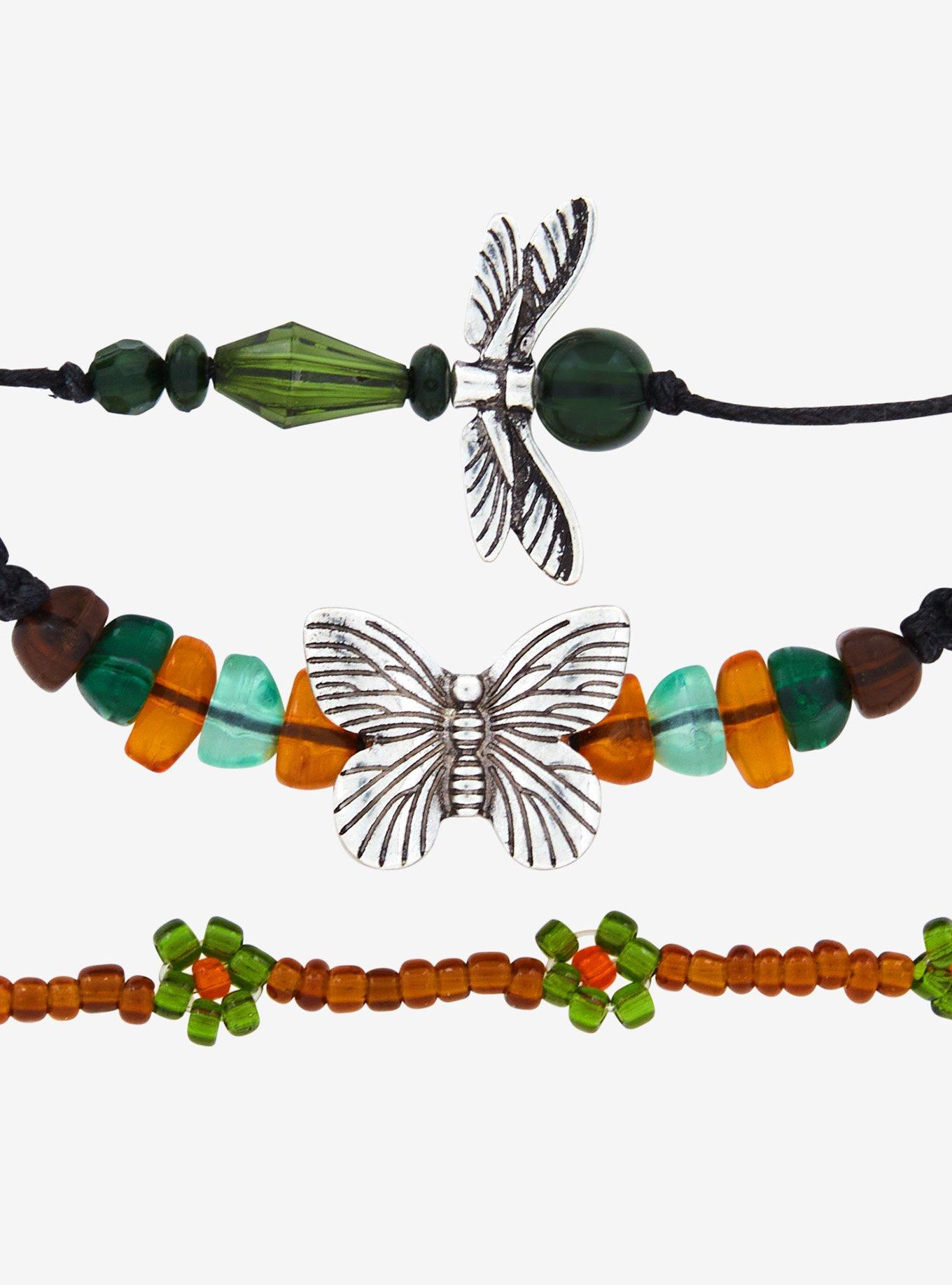Thorn & Fable Dragonfly Butterfly Cord Bracelet Set, , alternate