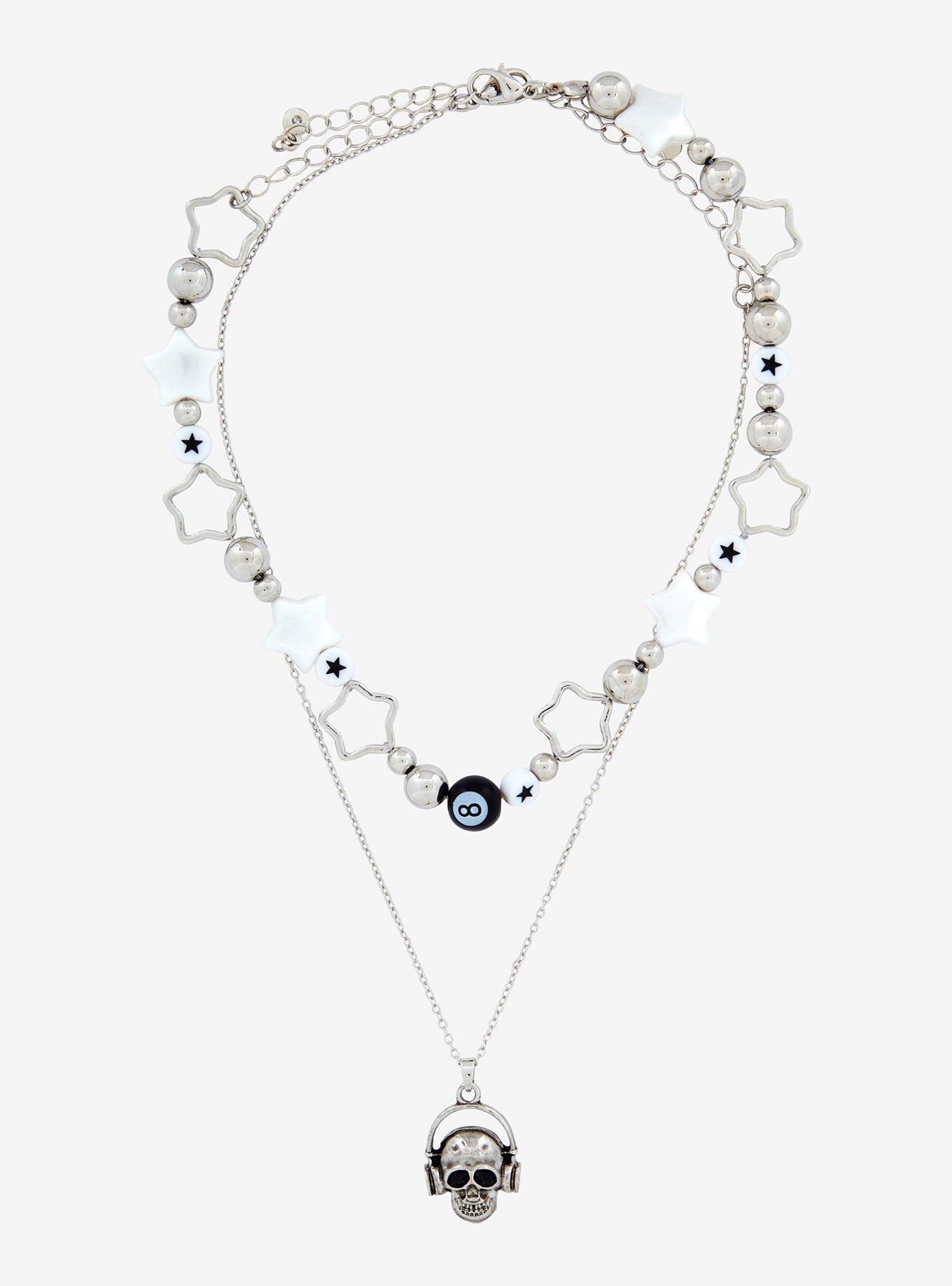 Social Collision Star Skull 8 Ball Necklace Set, , hi-res