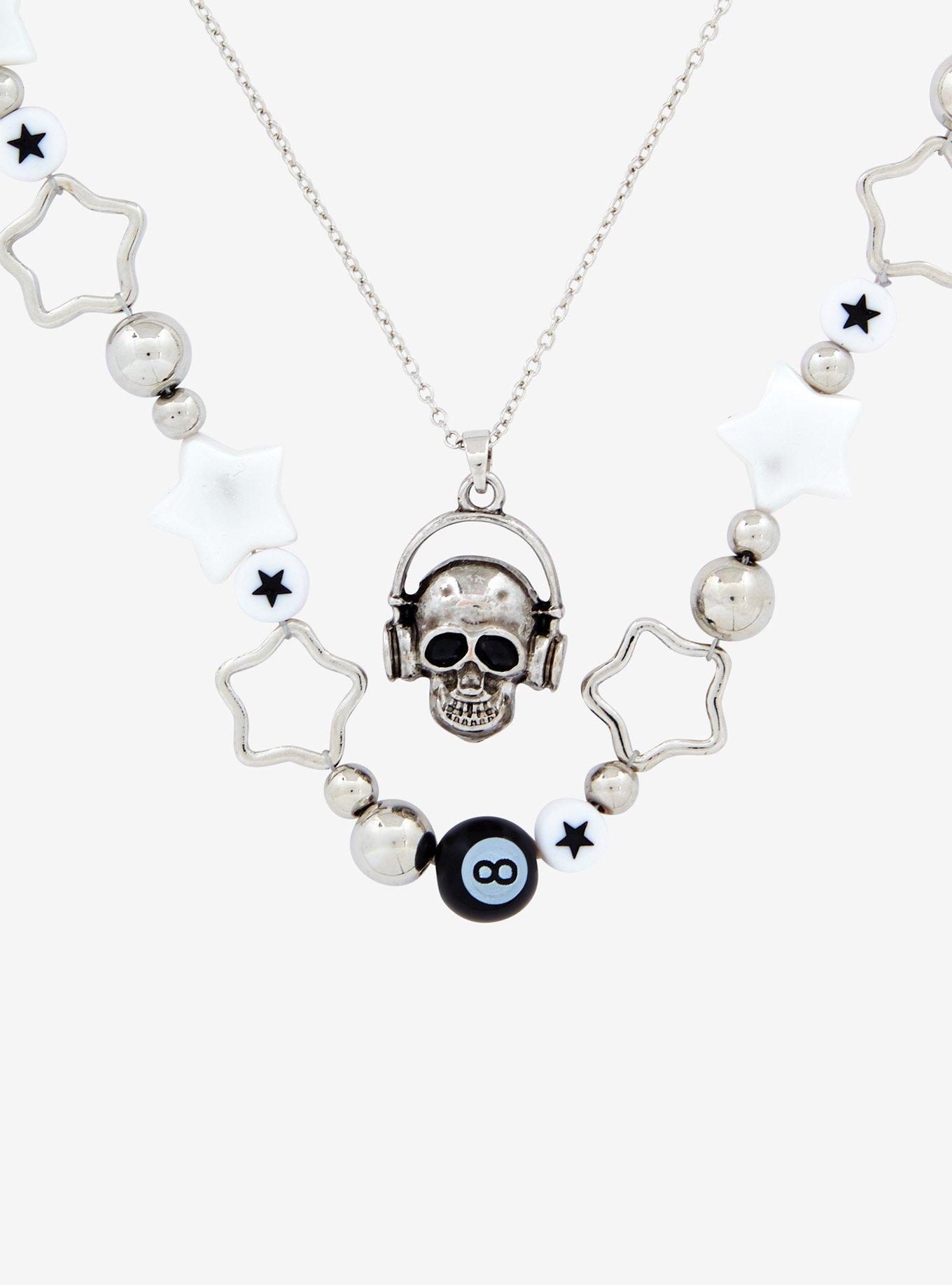Social Collision Star Skull 8 Ball Necklace Set, , alternate