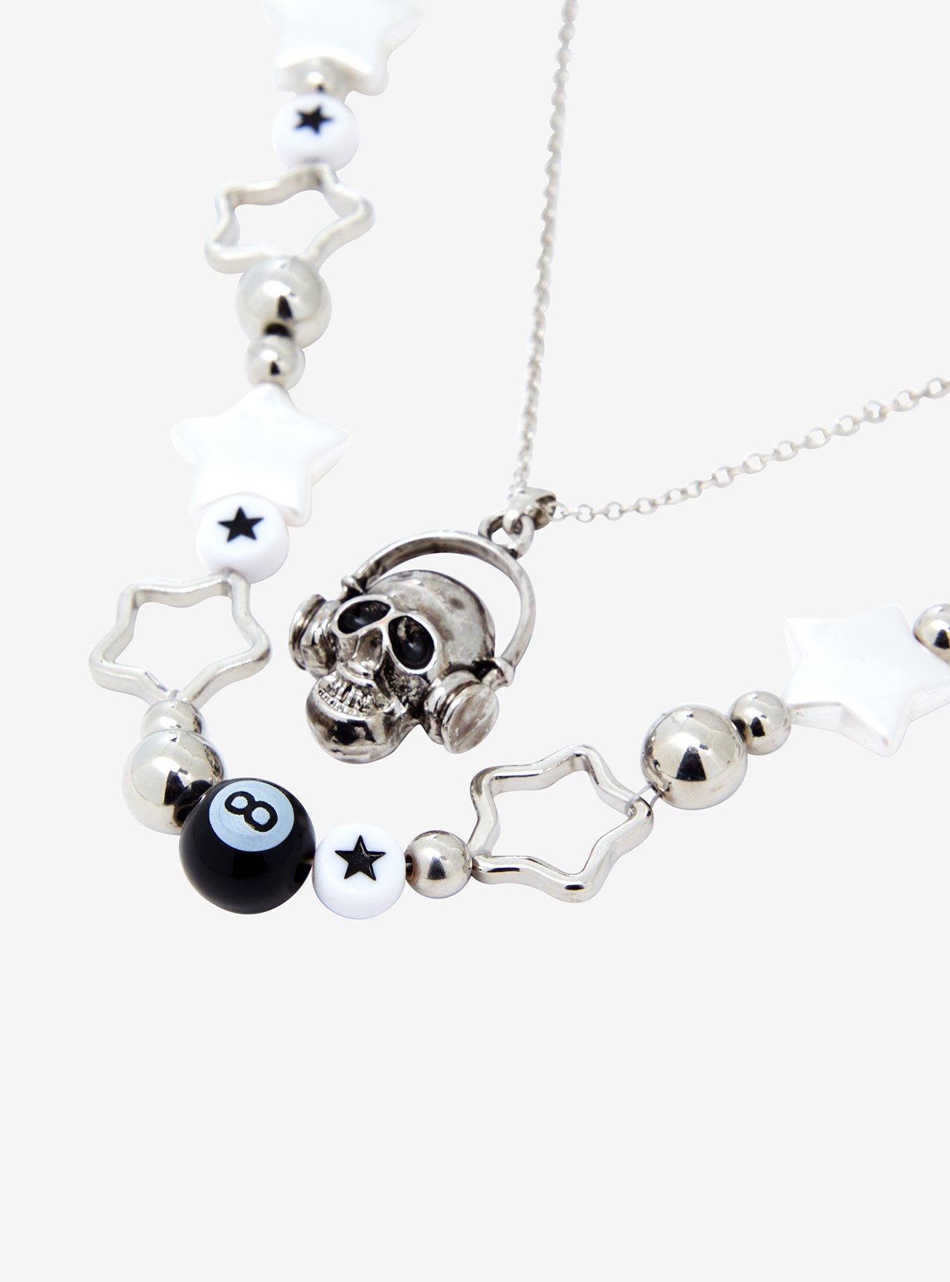 Social Collision Star Skull 8 Ball Necklace Set, , alternate