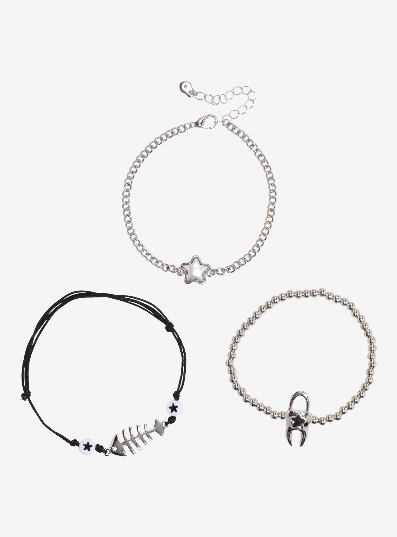 Social Collision Tooth Lock Star Bracelet Set, , alternate