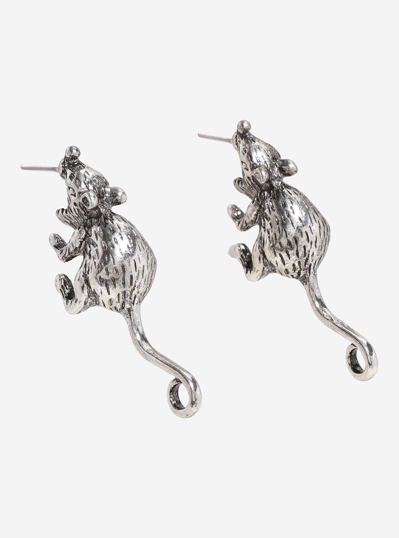 Social Collision Rat Biting Earrings, , alternate