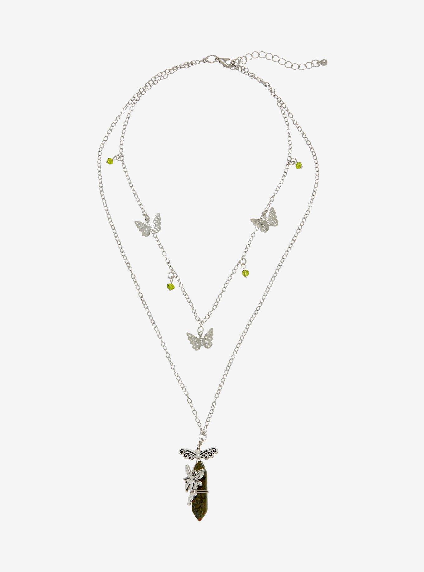 Thorn & Fable Butterfly Fairy Crystal Layered Necklace, , hi-res