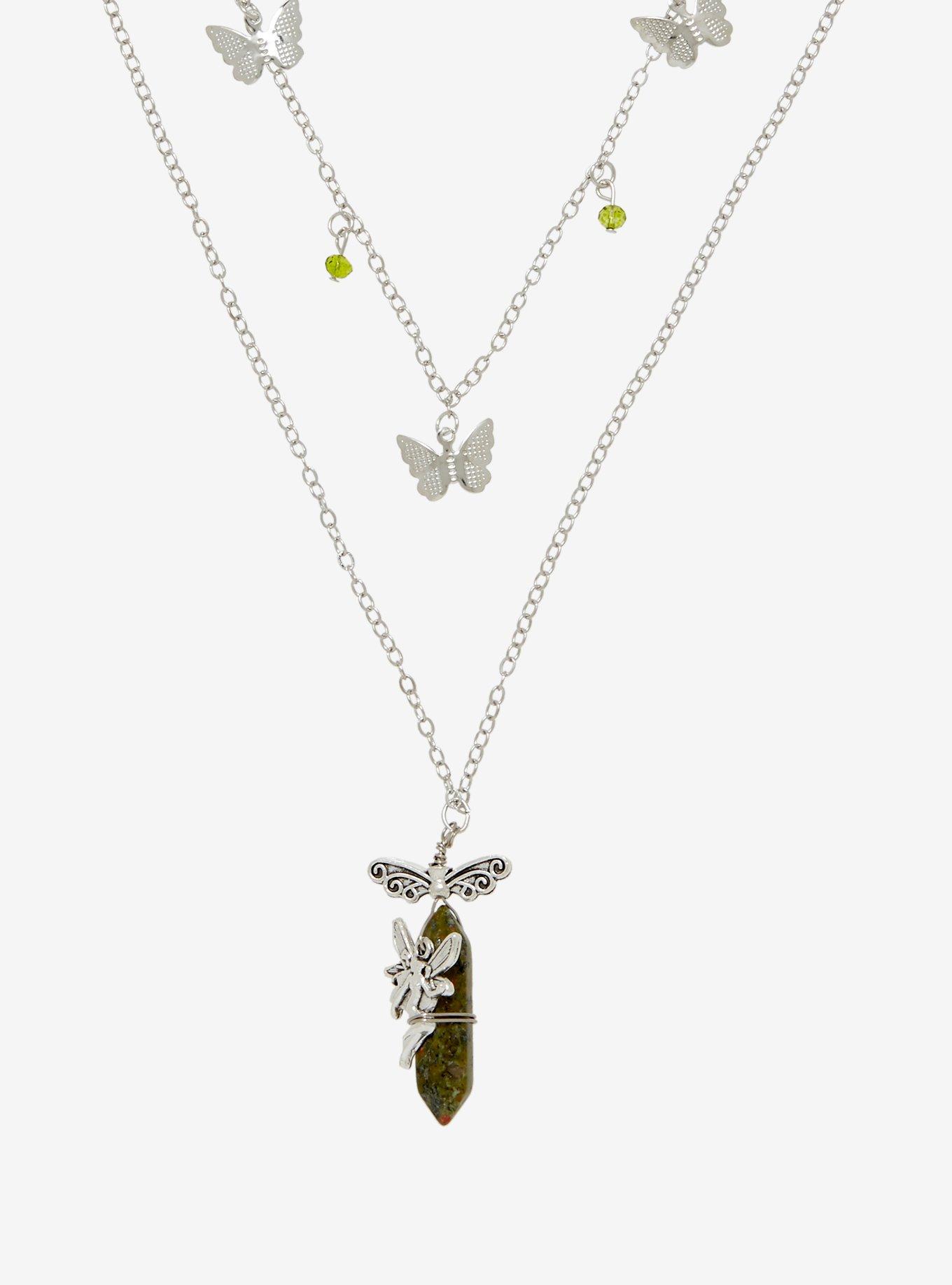 Thorn & Fable Butterfly Fairy Crystal Layered Necklace, , alternate
