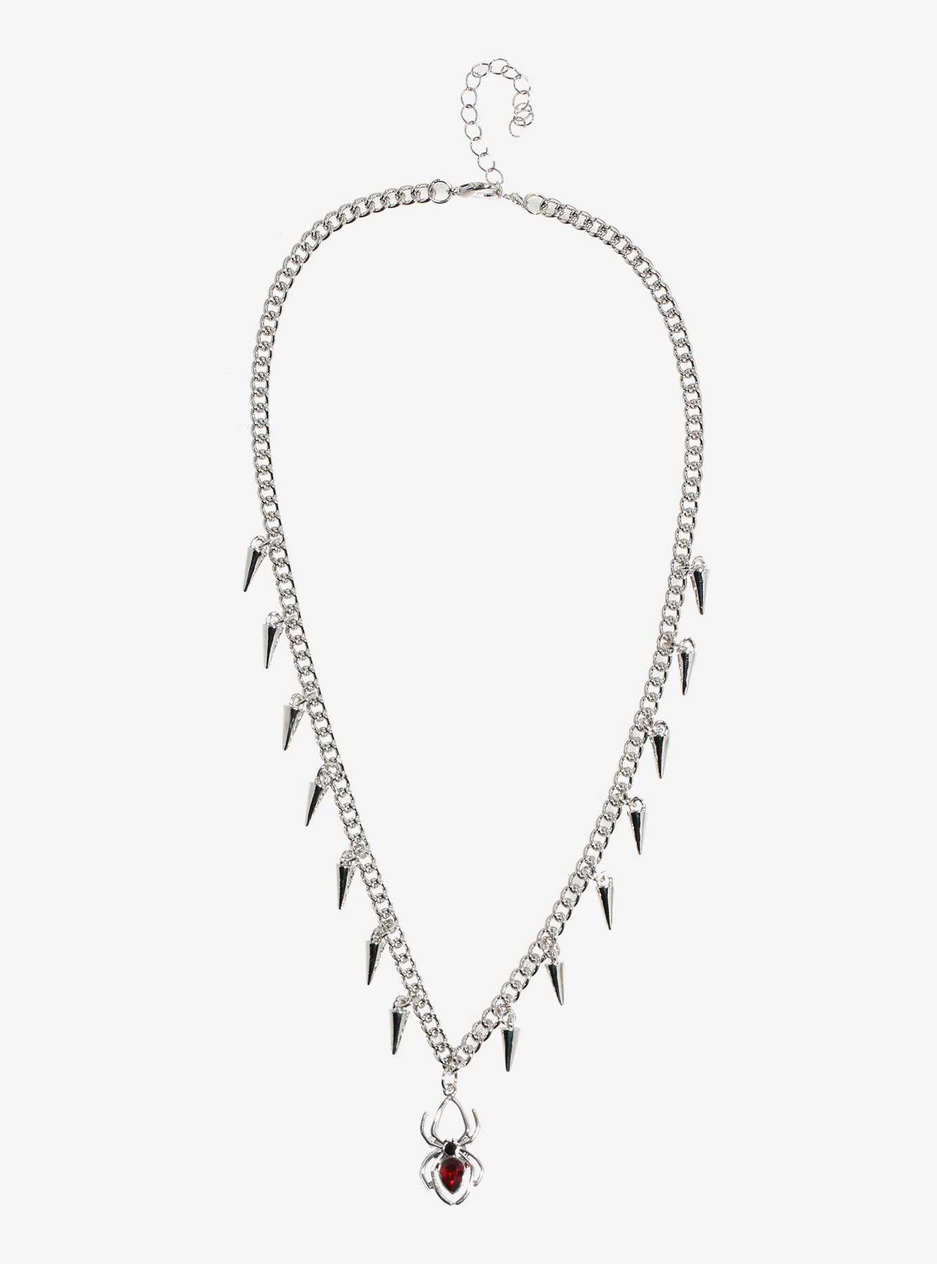 Social Collision Spider Spike Charm Necklace, , hi-res
