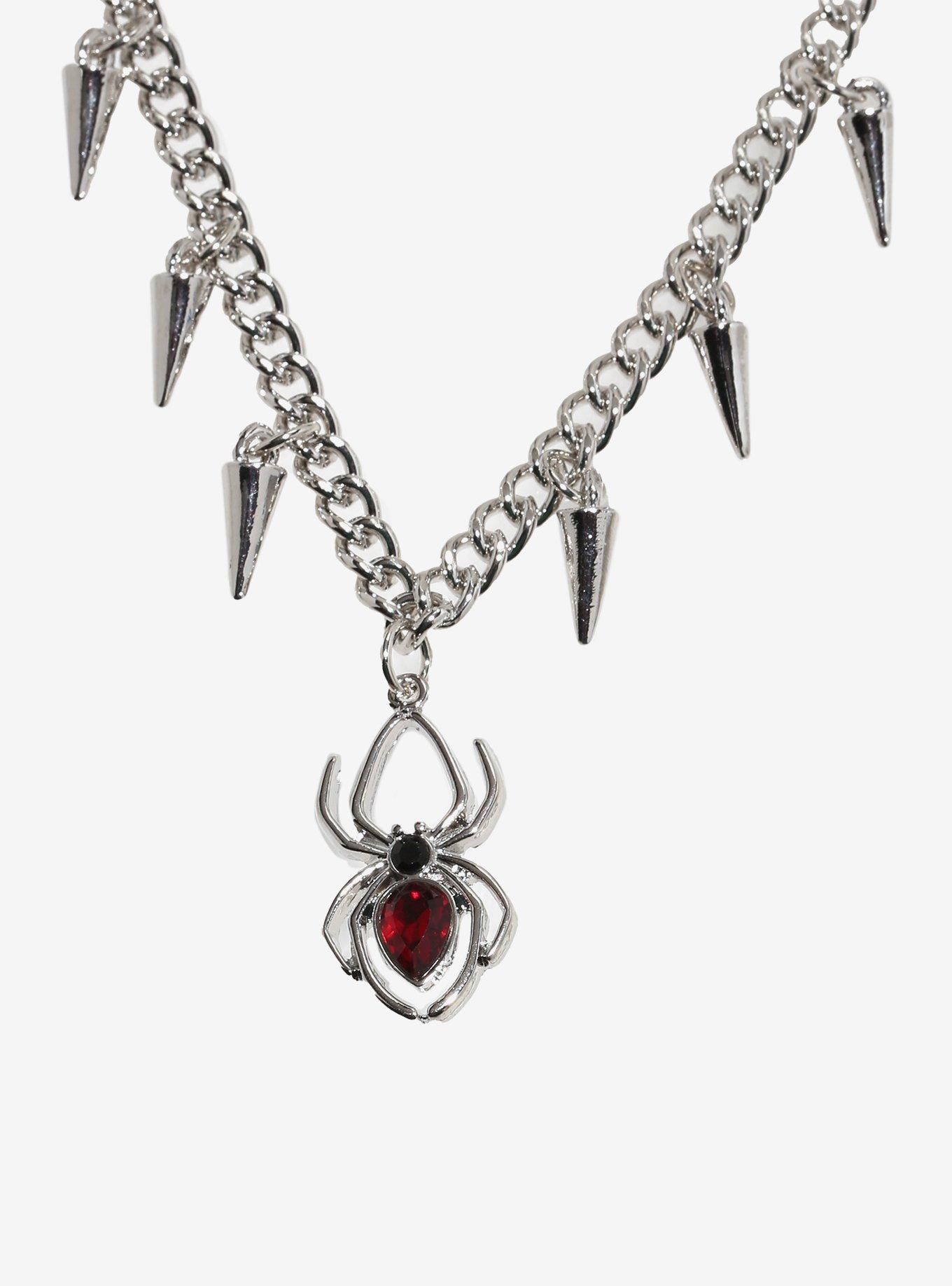 Social Collision Spider Spike Charm Necklace, , alternate