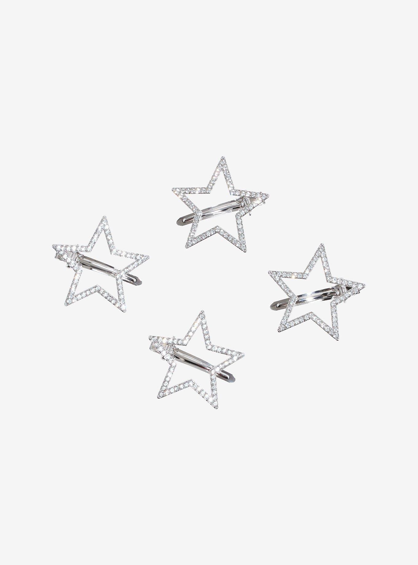 Social Collision Rhinestone Star Hair Clip Set, , hi-res