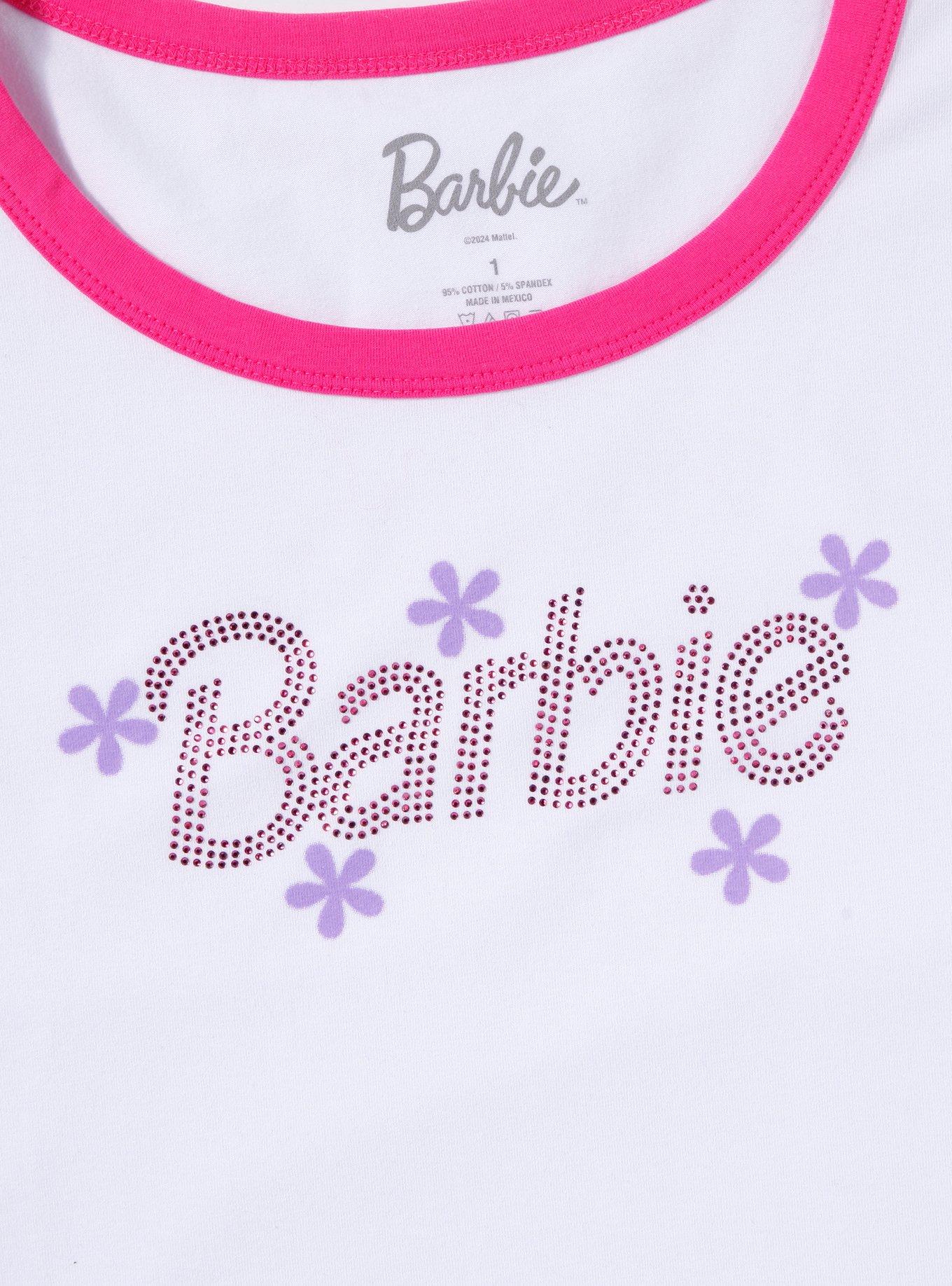 Barbie Rhinestone Logo Ringer Baby T-Shirt Plus Size, MULTI, alternate