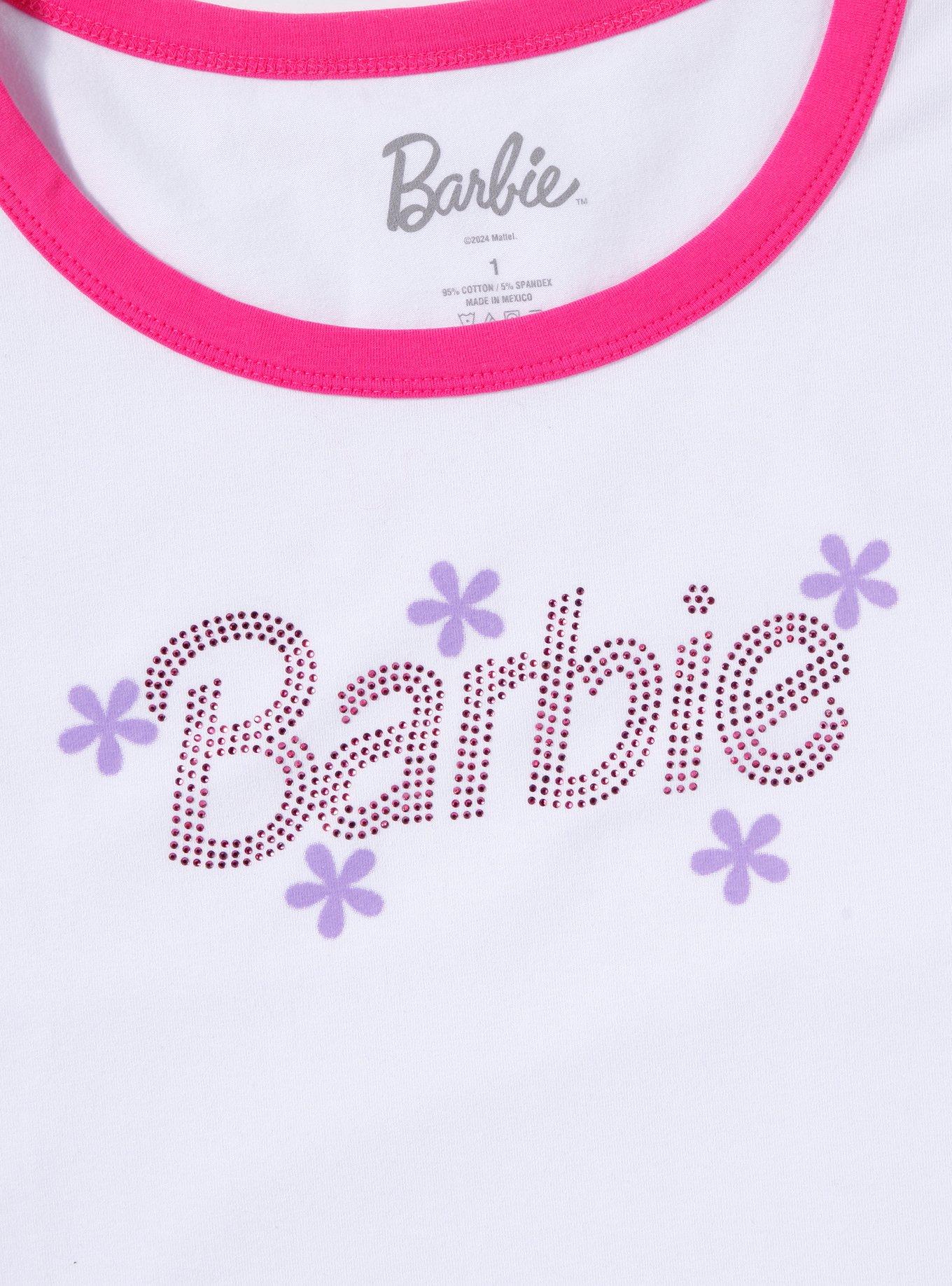 Barbie Rhinestone Logo Ringer Baby T-Shirt Plus Size, , hi-res