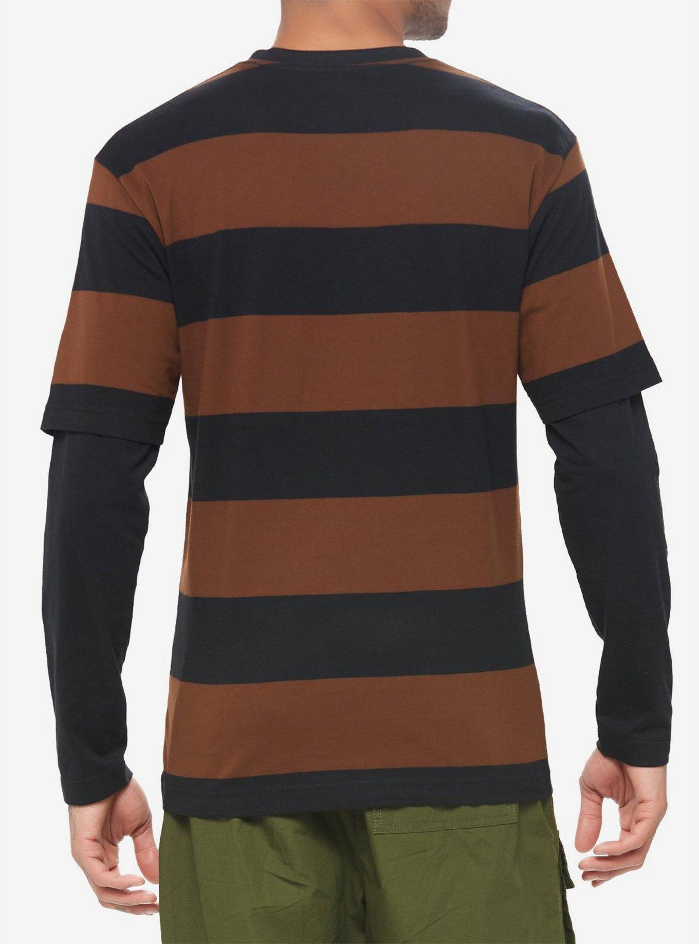 Black & Brown Stripe Twofer Long-Sleeve T-Shirt, MULTI, alternate